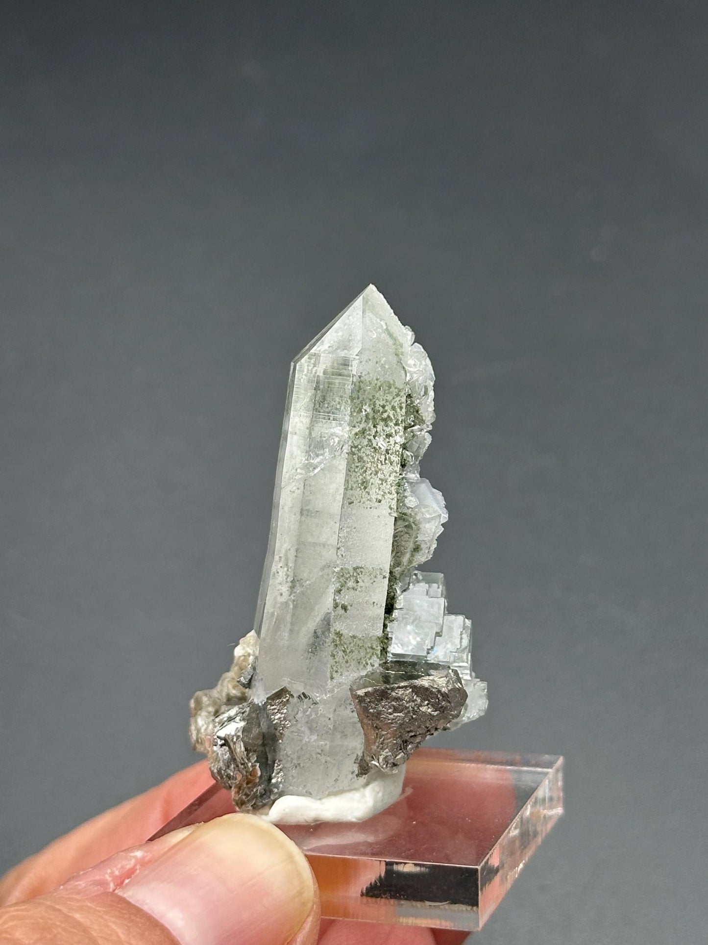 YGX Quartz with Pyrite, Fluorite, and Calcite