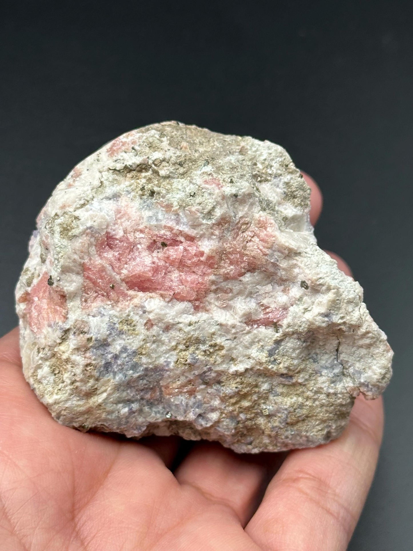 Rhodochrosite with Pyrite on Matrix