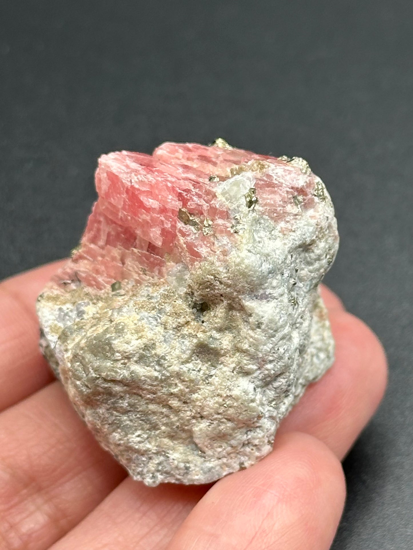 Rhodochrosite and Pyrite on Matrix from the Wutong Mine, Guangxi, China