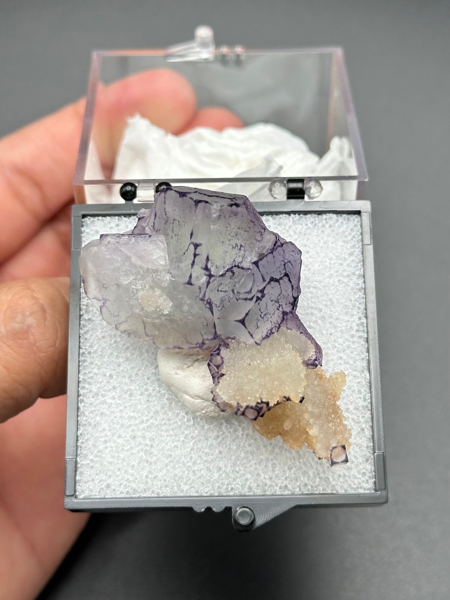 QR Code Fluorite with Quartz from the Quinlong Mine