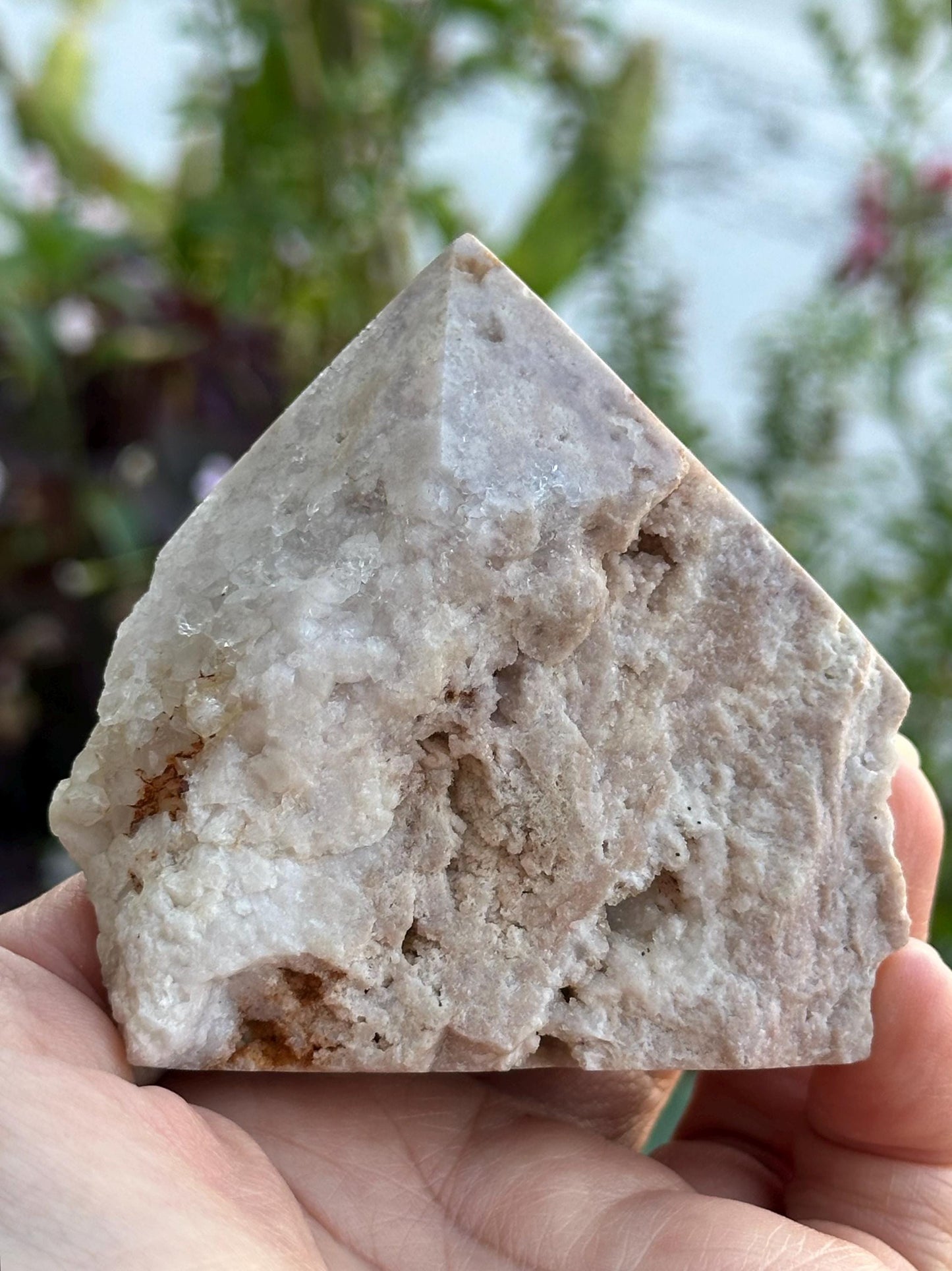 Raw and Polished Pink Amethyst Point