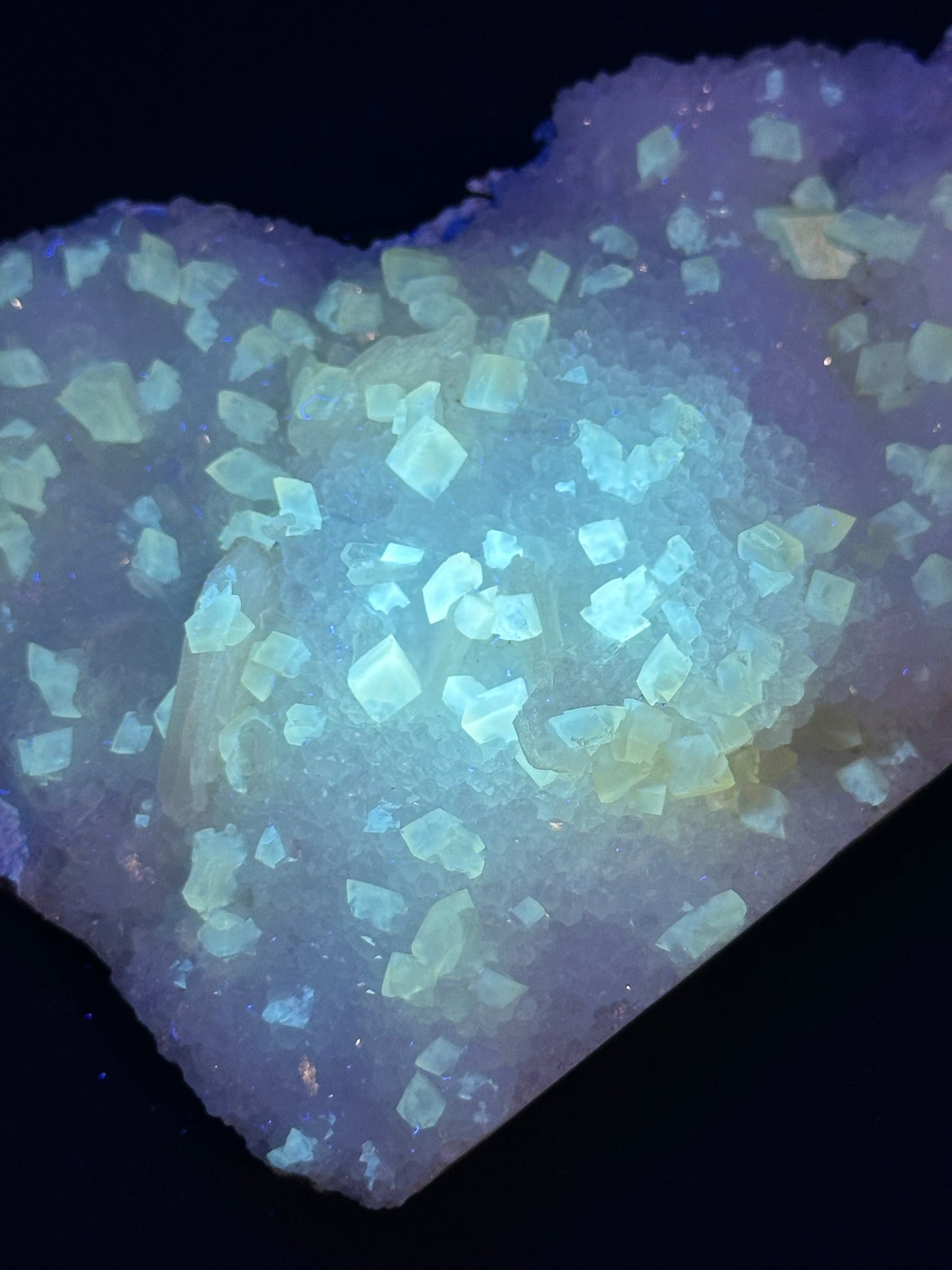 Calcite and Stilbite on MM, micro-mineralized, Quartz from Nasik, India