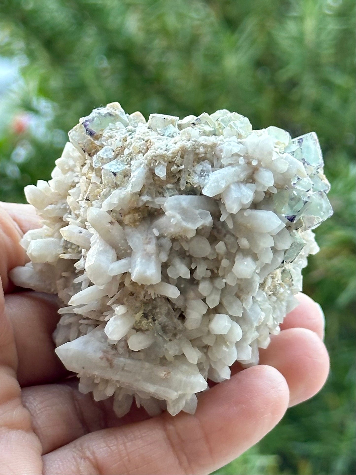 Fluorite with Quartz on Feldspar Matrix