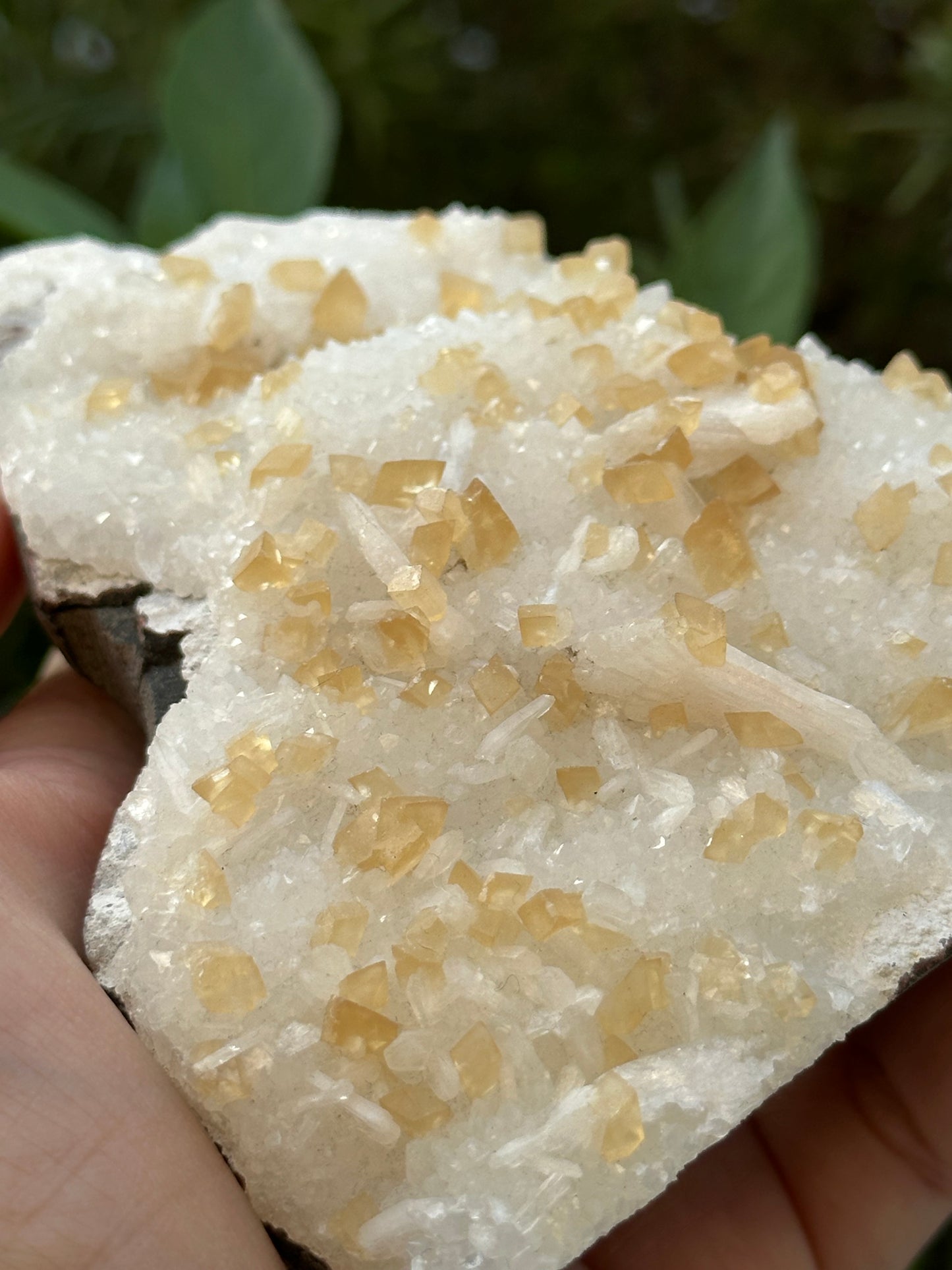 Calcite and Stilbite on MM, micro-mineralized, Quartz from Nasik, India