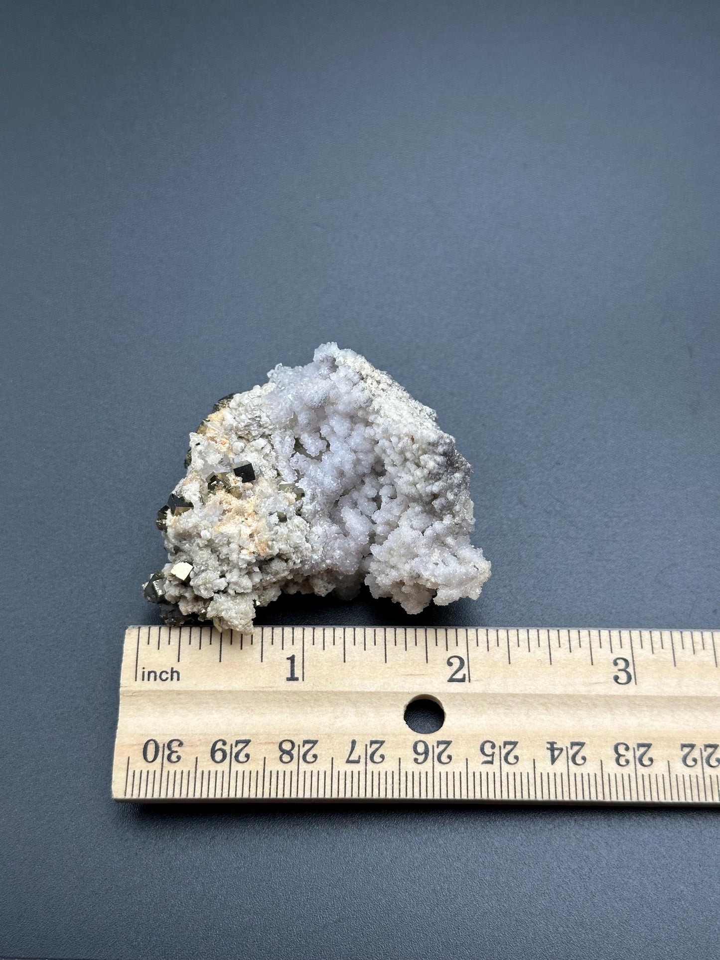 Cubic Pyrite, Calcite, and Quartz from Huanzala Mine, Peru