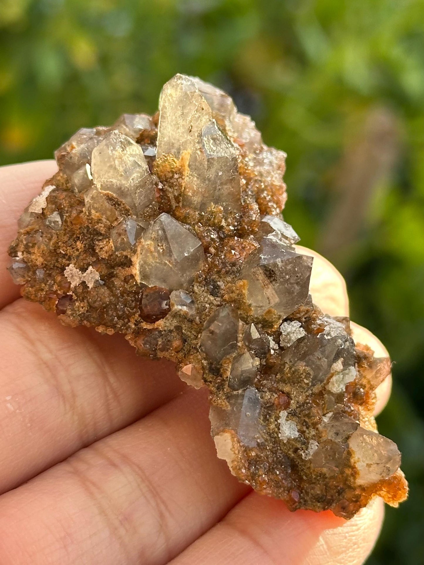 Smoky Quartz and Garnet Specimen from Tongbei