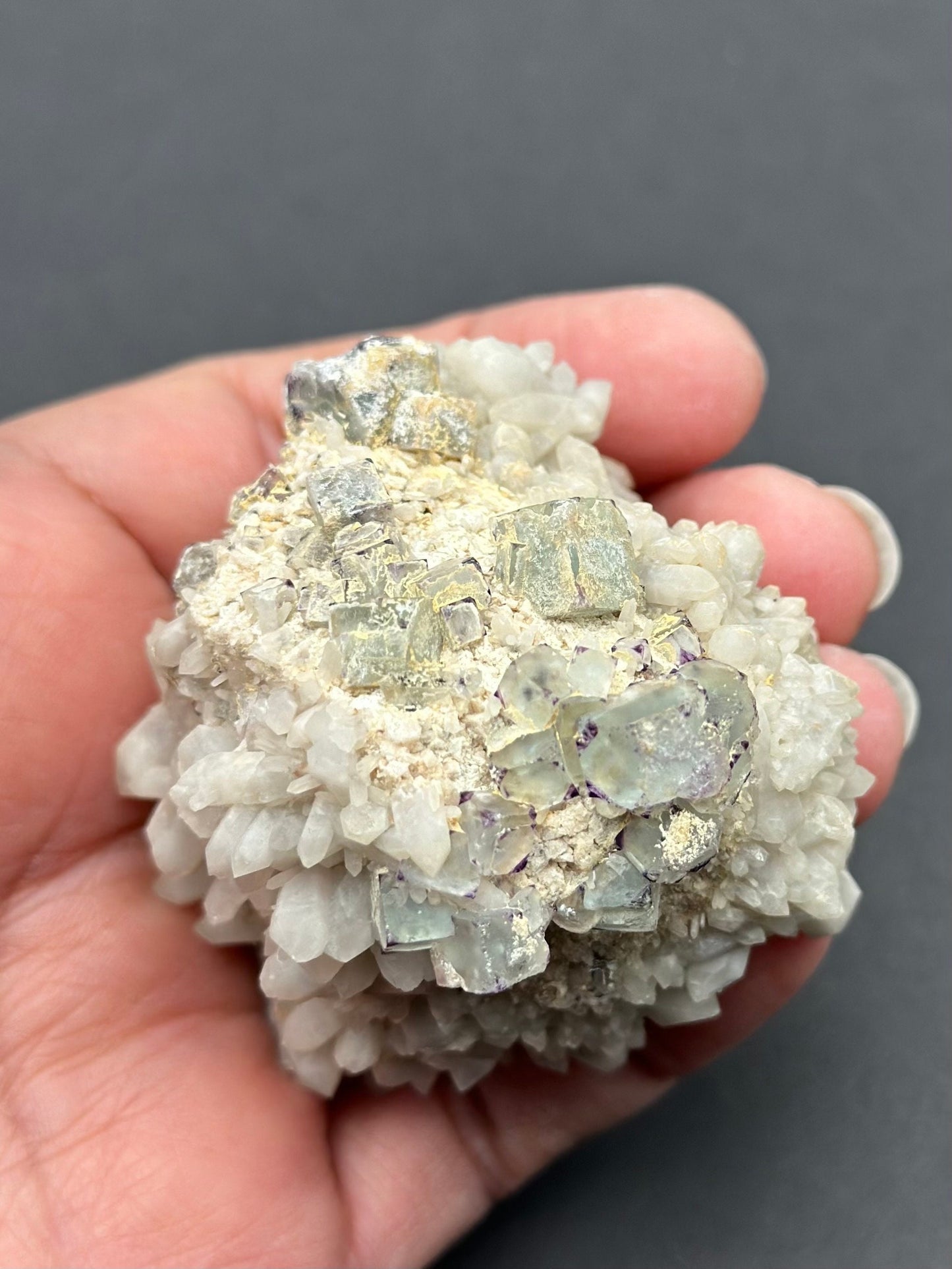 Fluorite with Quartz on Feldspar Matrix