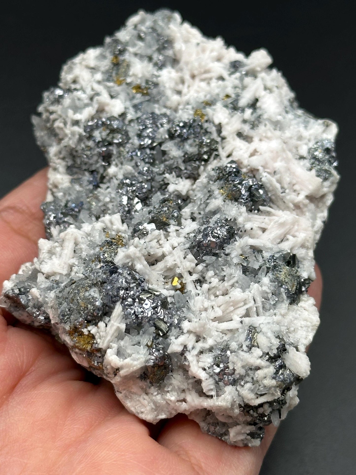 Rhodochrosite and Galena on Sphalerite and Pyrite Matrix from Peru