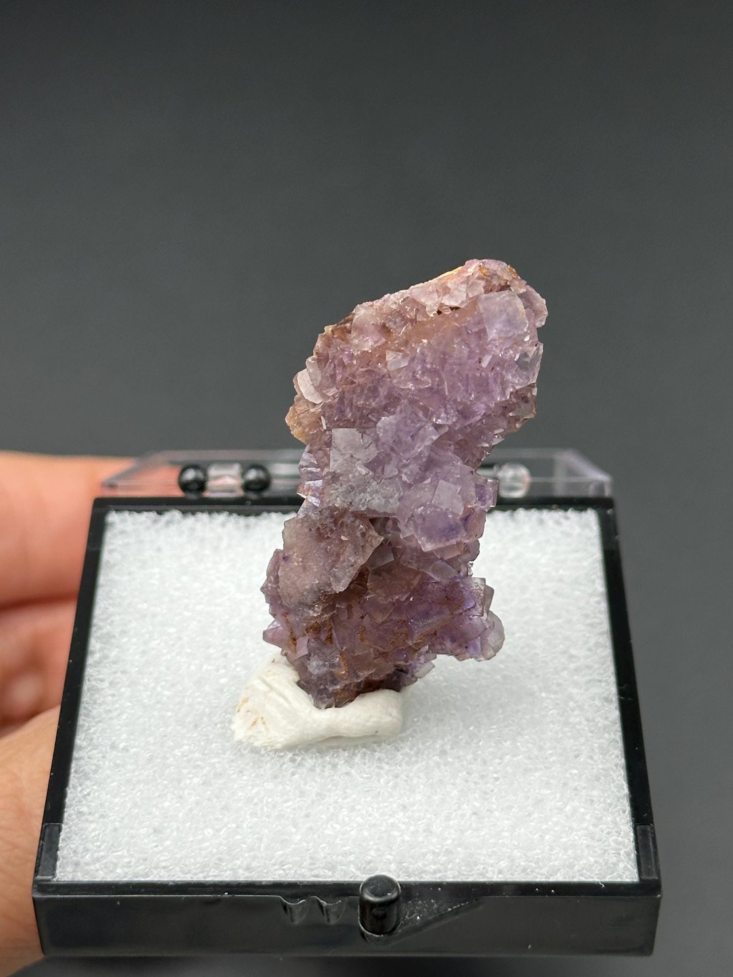 QR Code Fluorite in a perky box from the Quinlong Mine