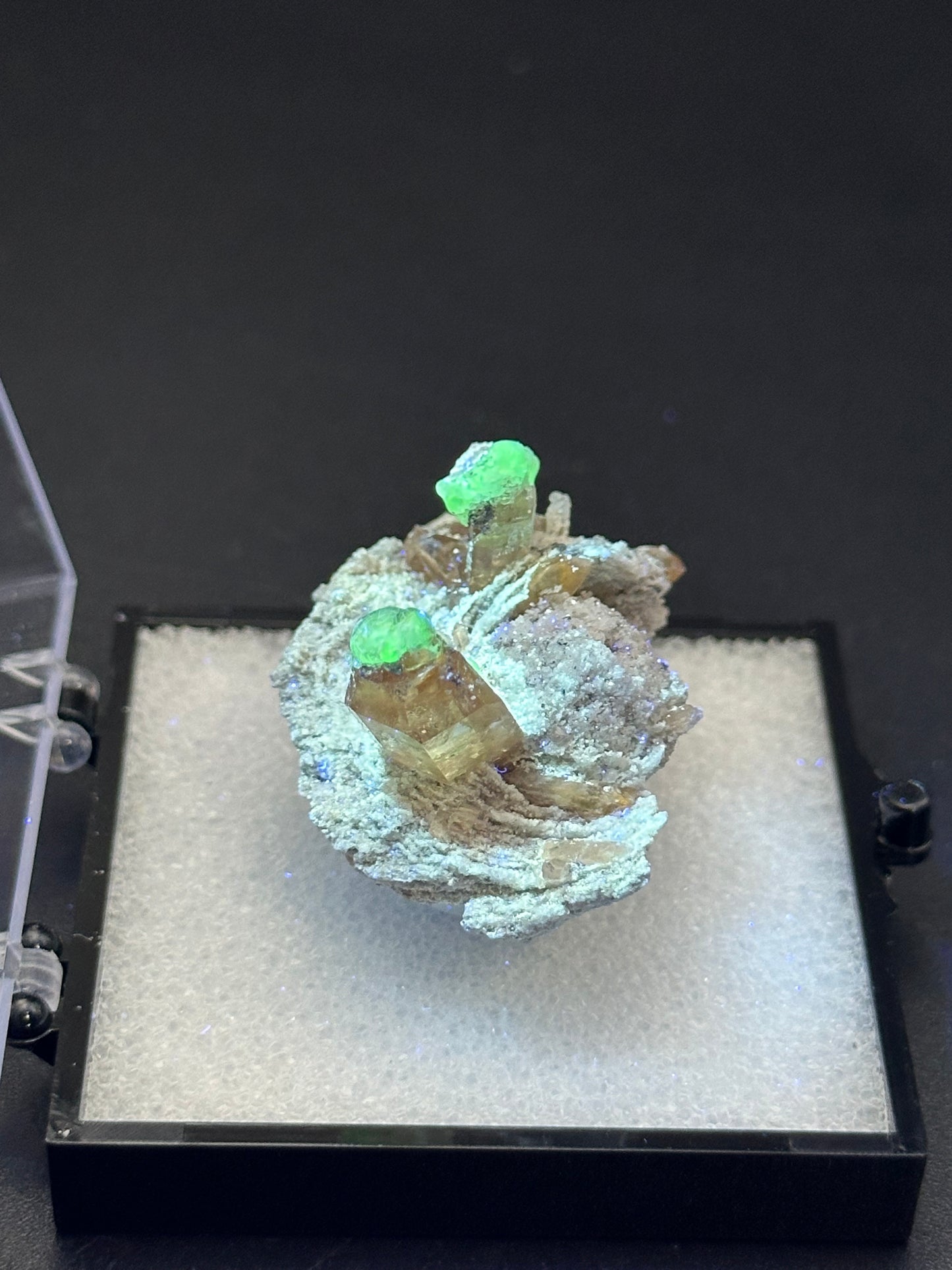 Hyalite Opal on Topaz from Mexico