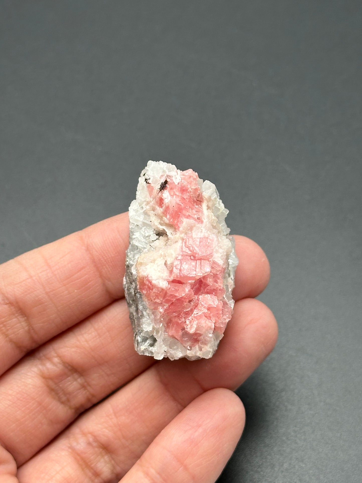 Rhodochrosite with Quartz on Matrix