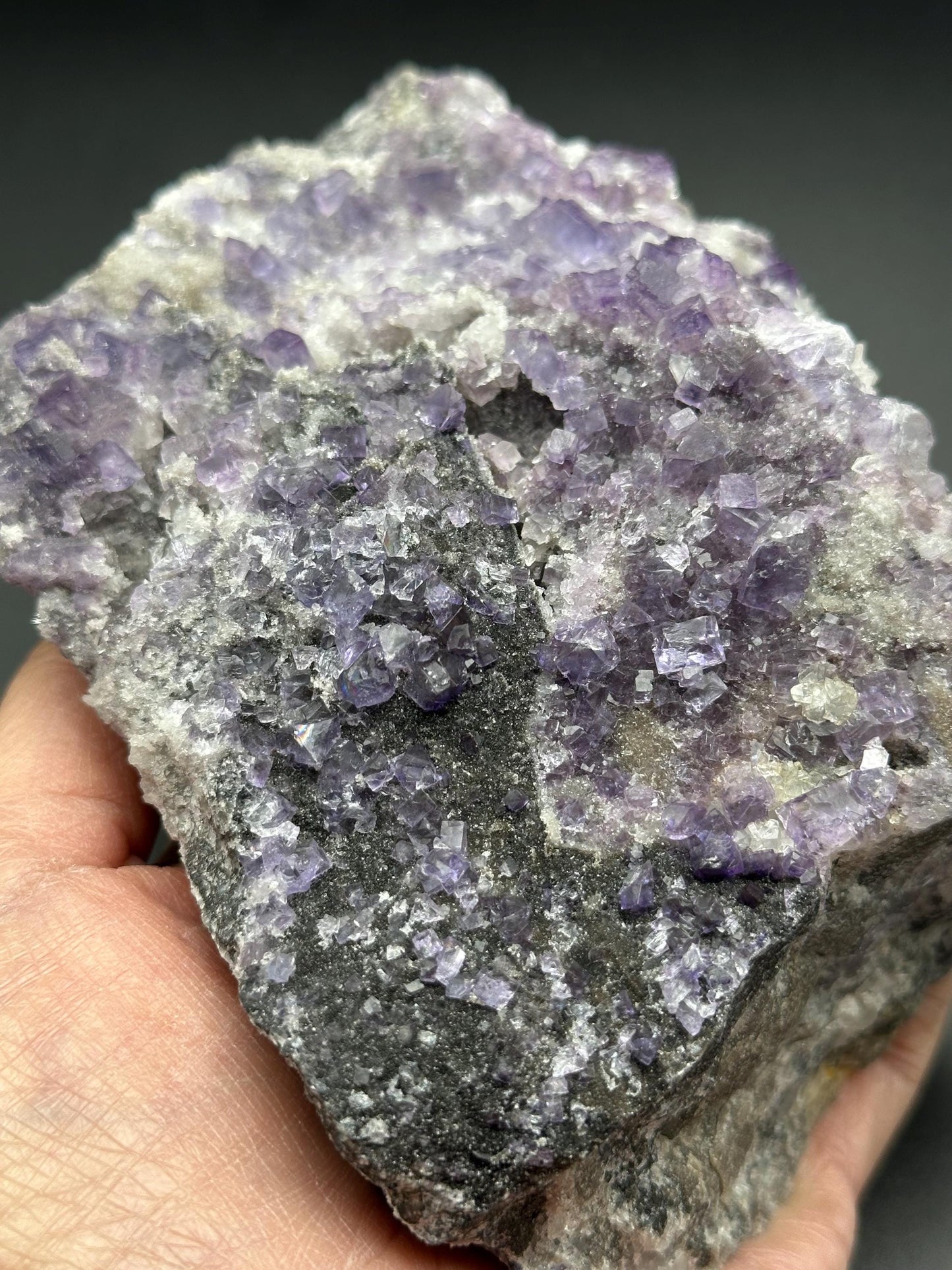 Fluorite with Quartz on Matrix from Spain