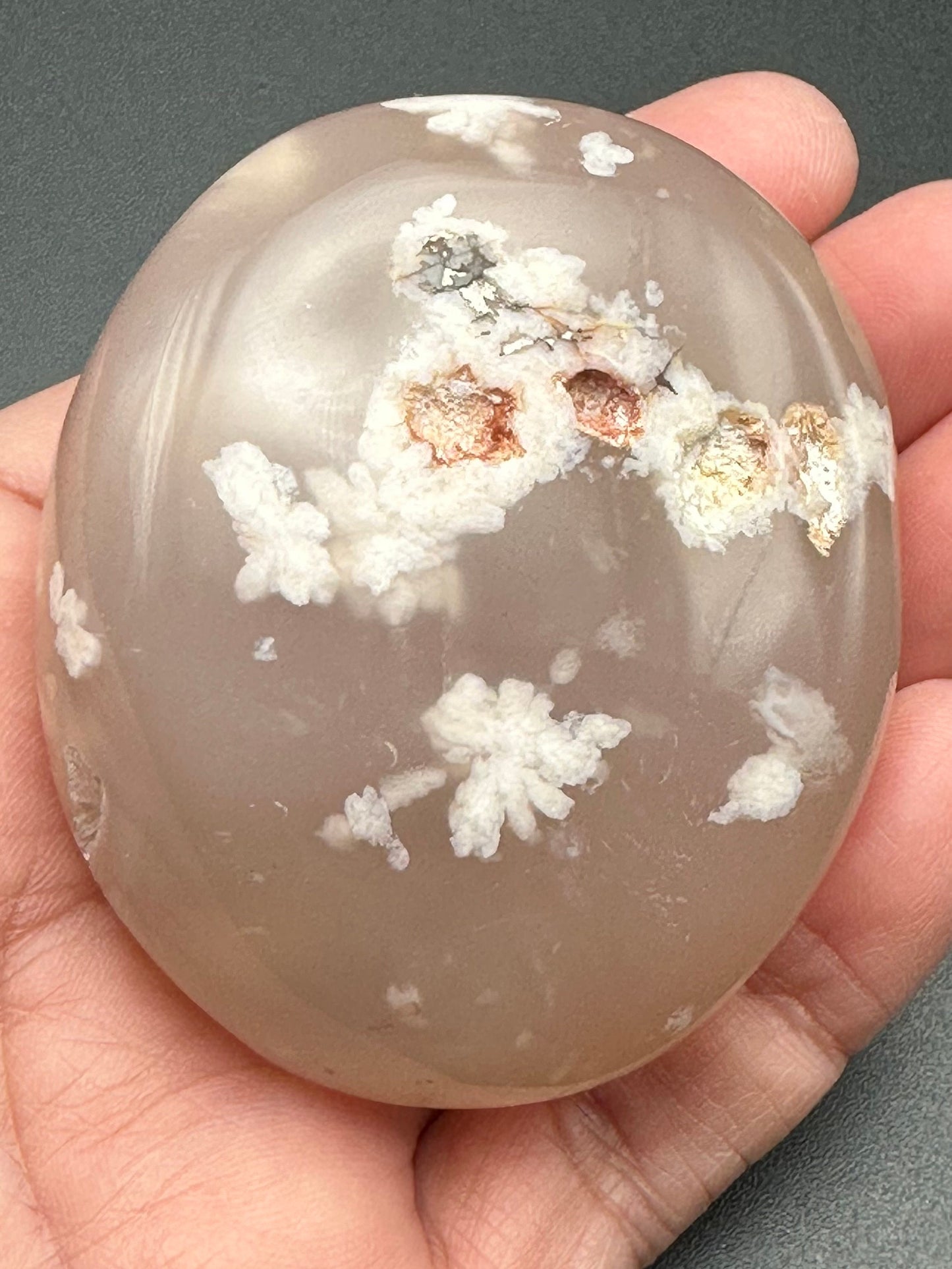 Flower Agate Palm Stone
