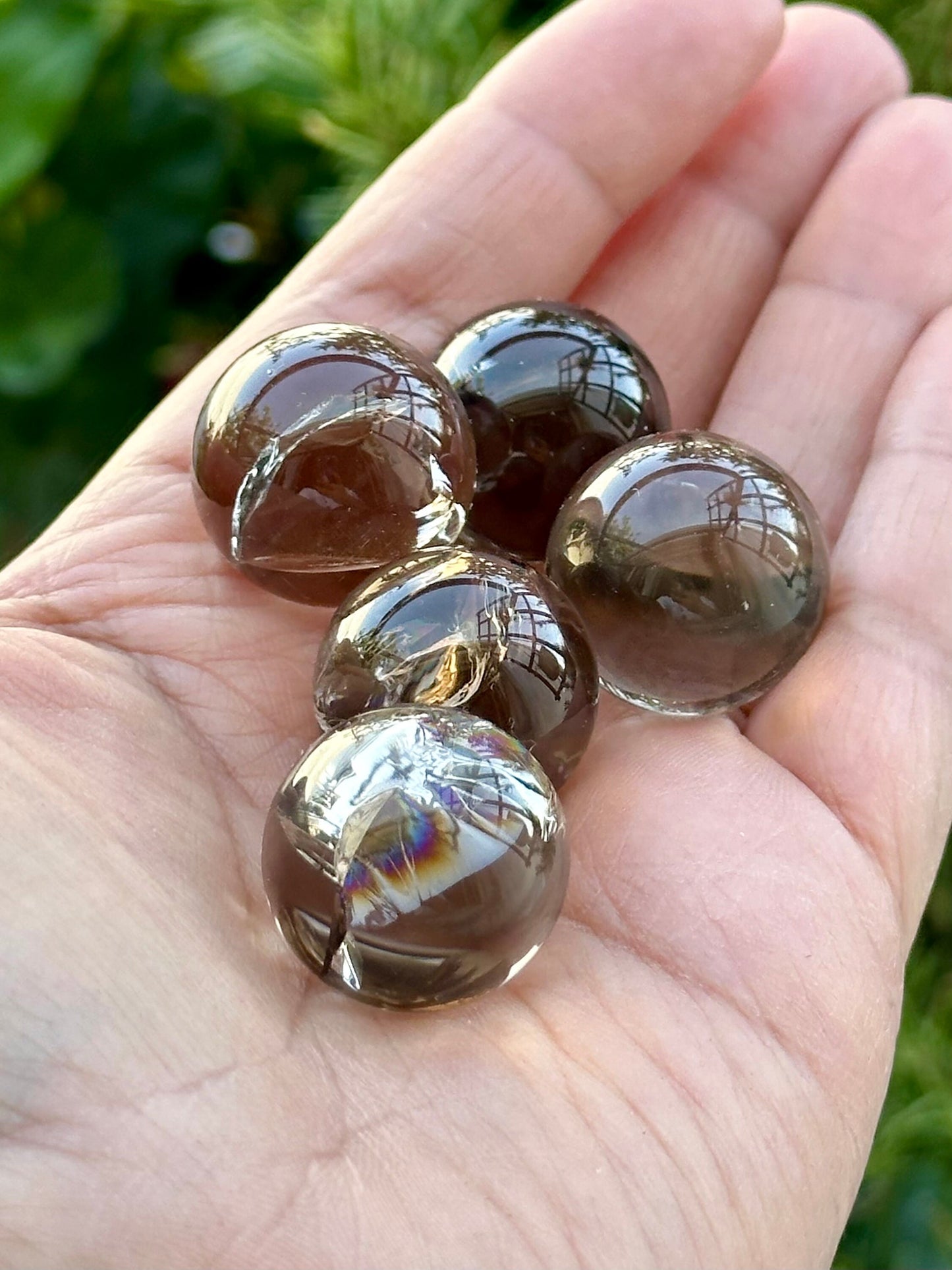 One (1) Smoky Quartz Mini Sphere with Rainbows