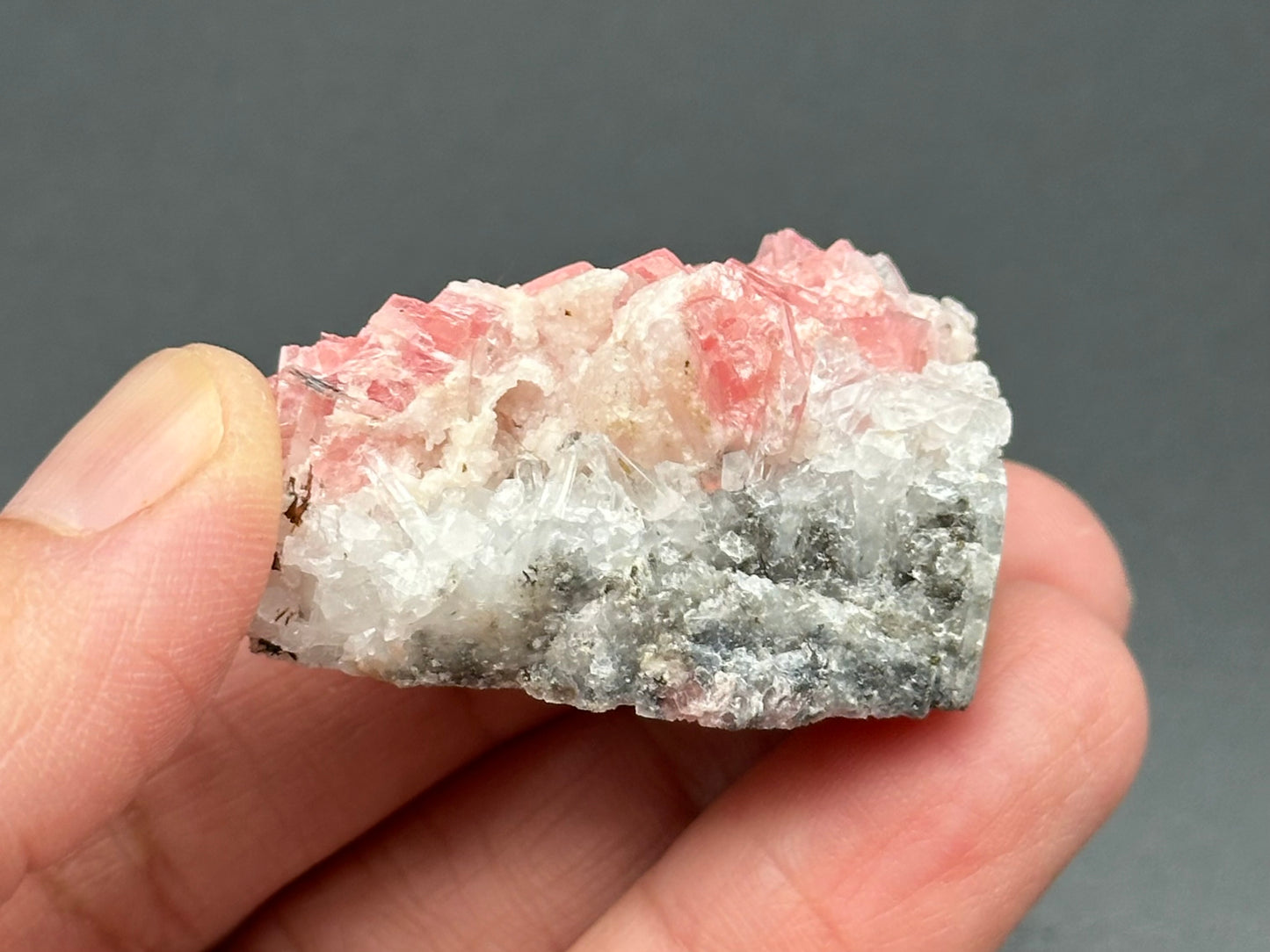 Rhodochrosite with Quartz on Matrix
