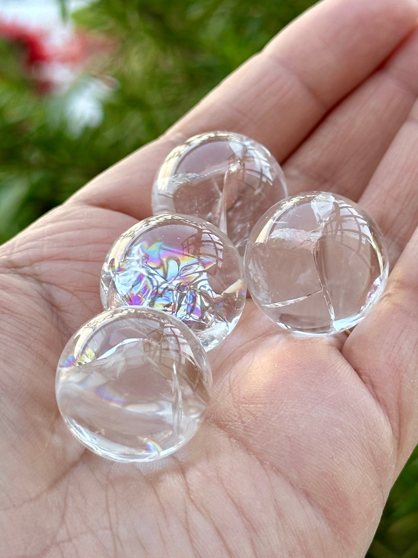 One (1) Clear Quartz Mini Sphere with Rainbows