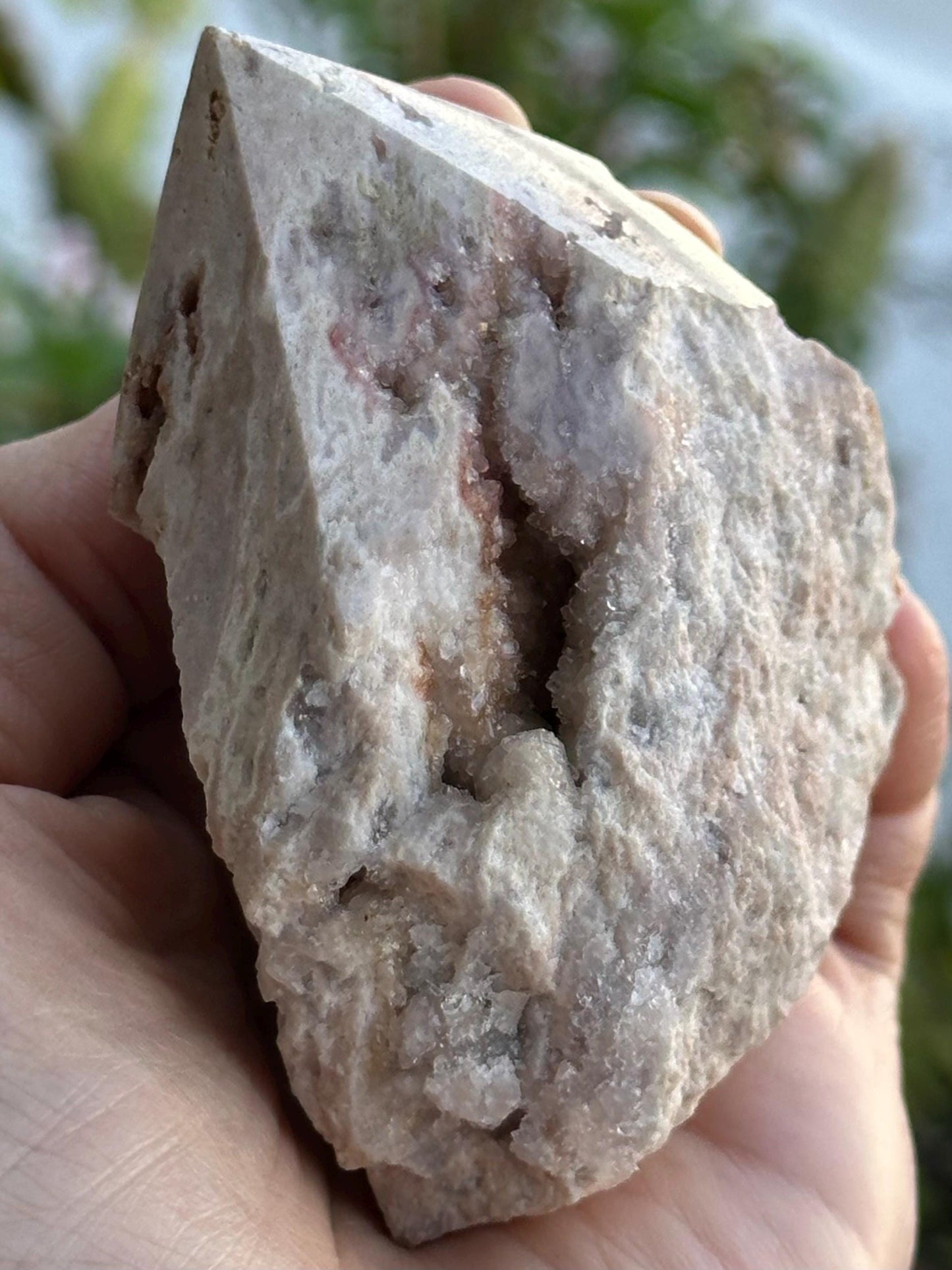 Raw and Polished Pink Amethyst Point