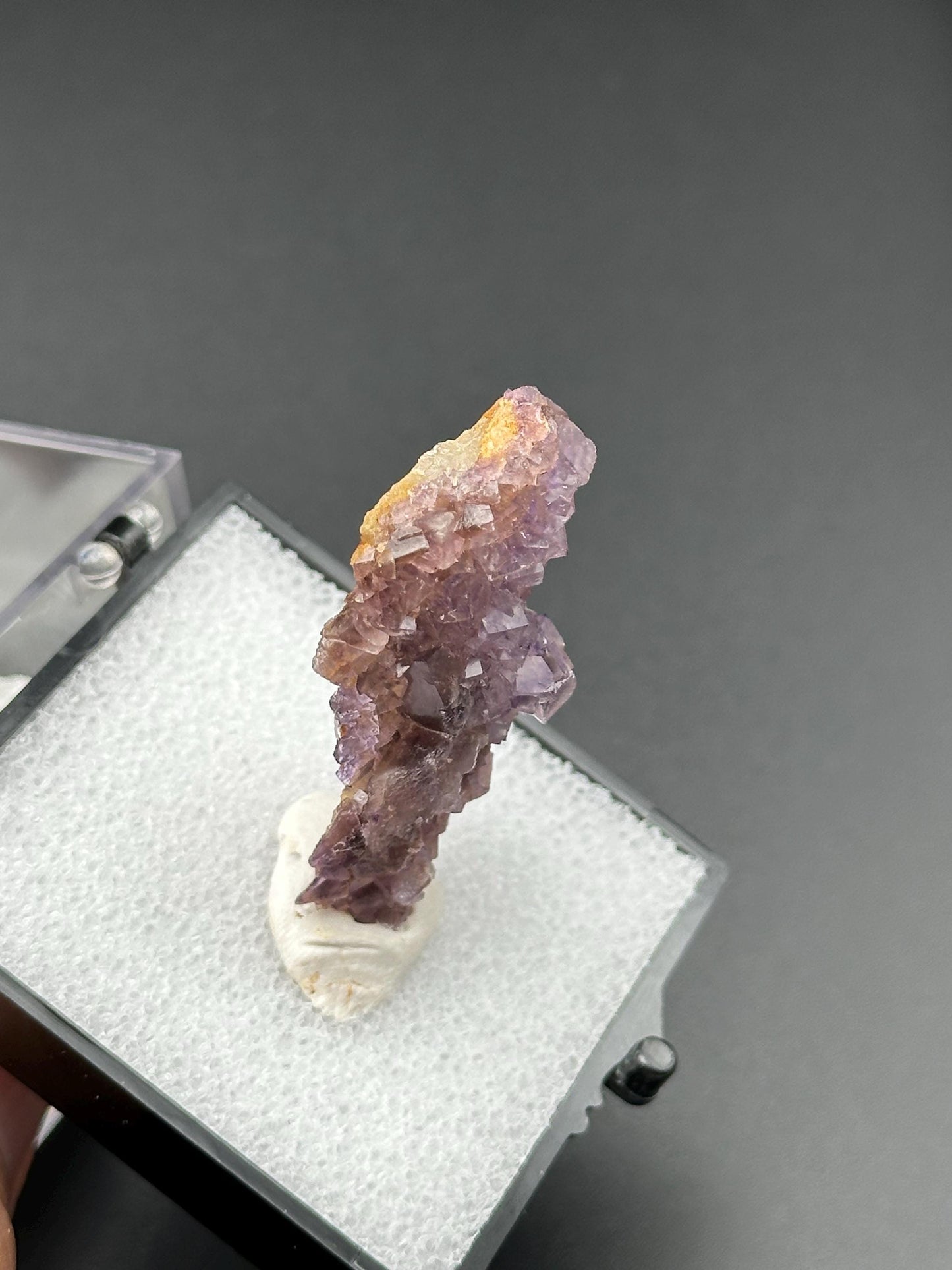 QR Code Fluorite in a perky box from the Quinlong Mine