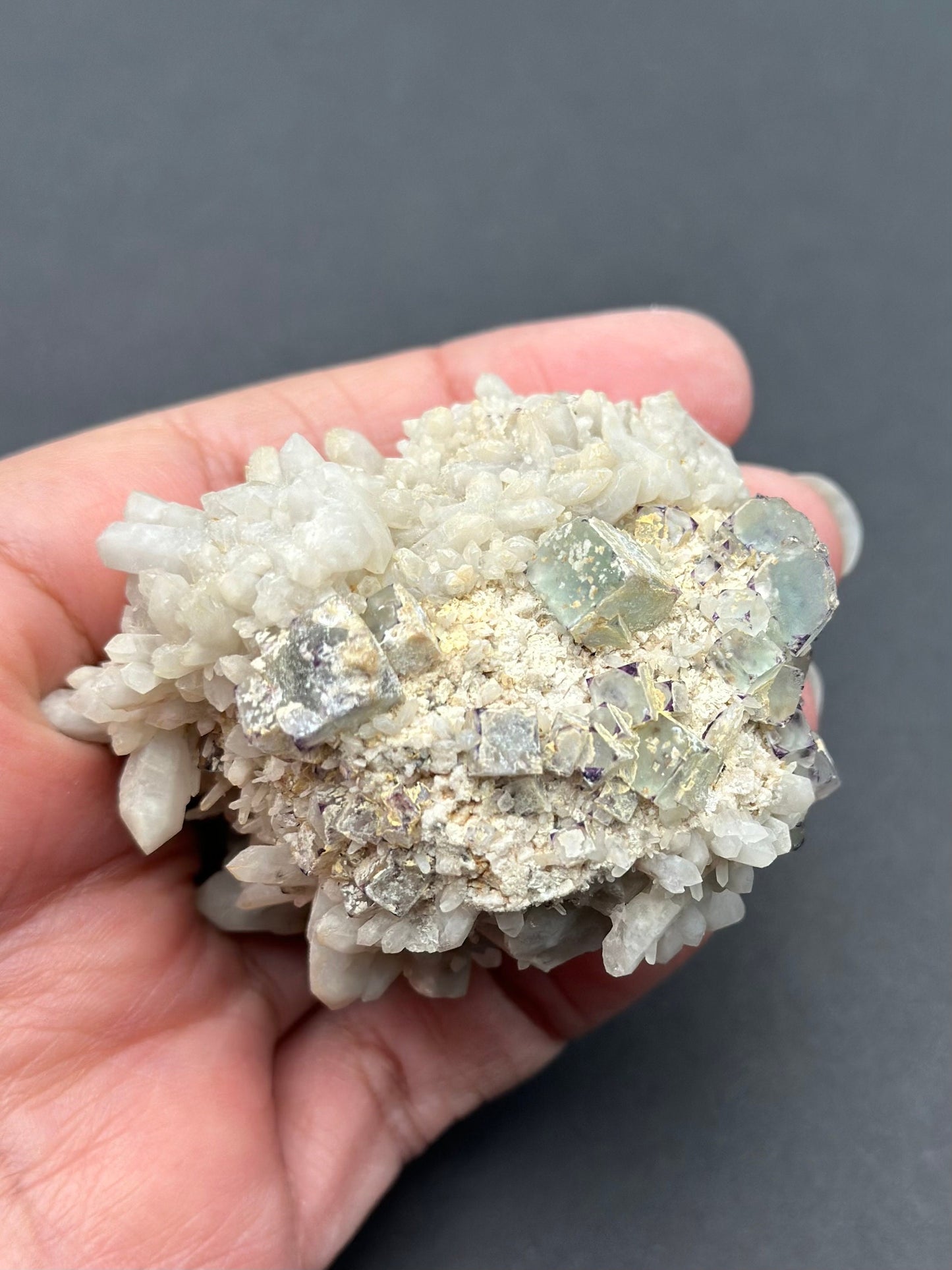 Fluorite with Quartz on Feldspar Matrix