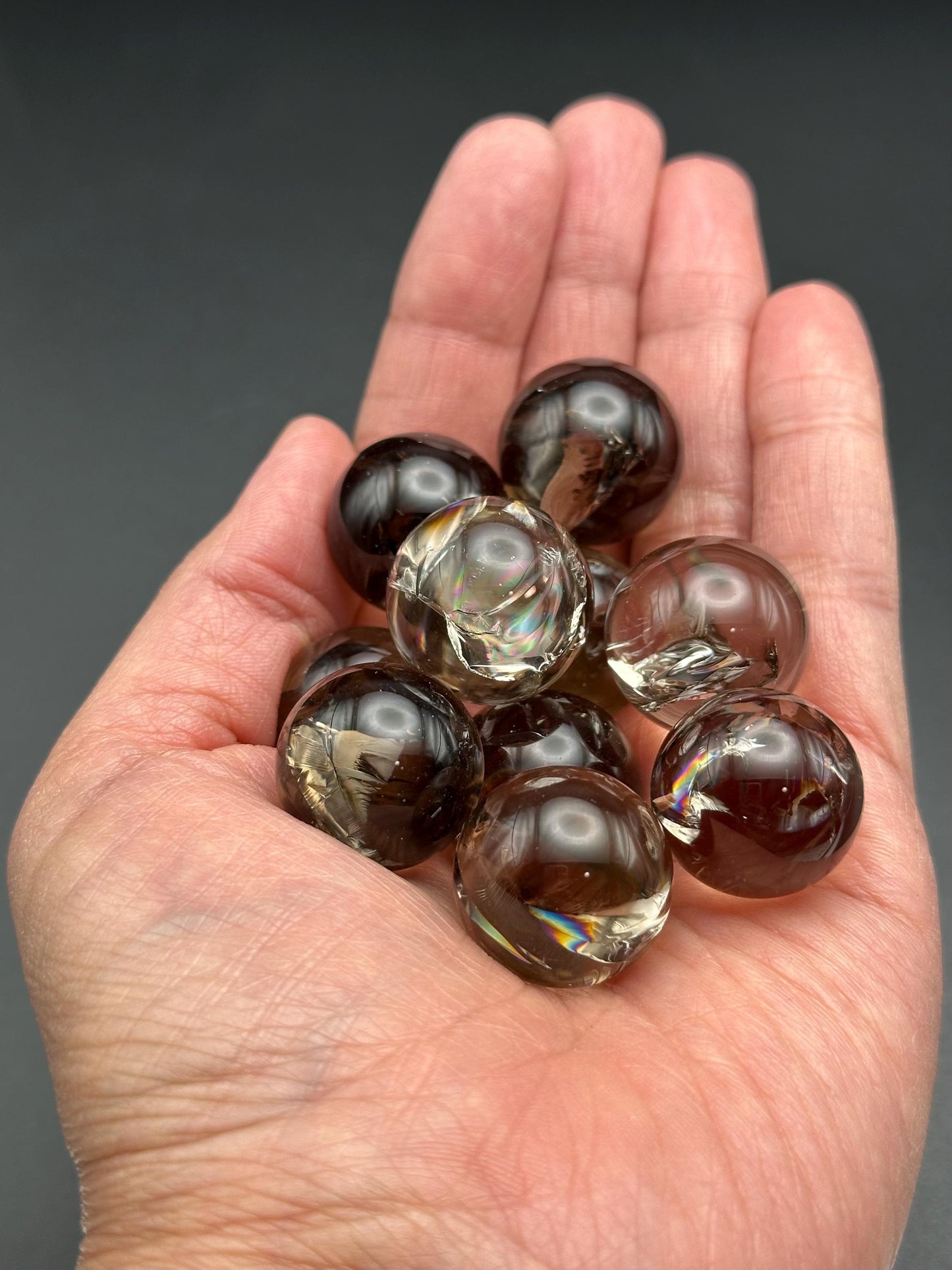 One (1) Smoky Quartz Mini Sphere with Rainbows