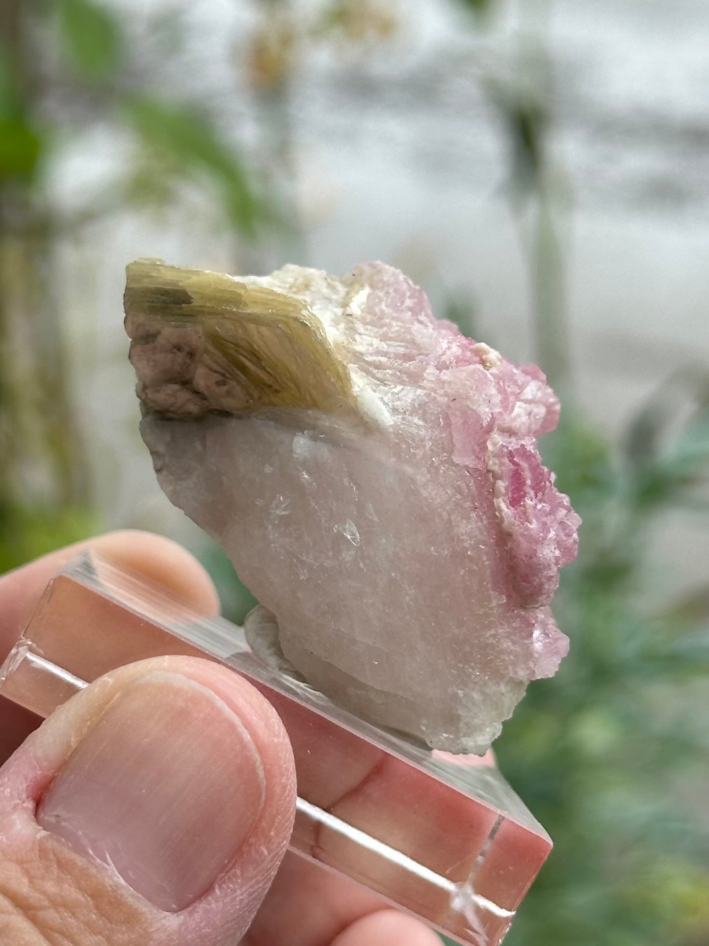 Crystallized Rose Quartz on Quartz with Mica from Brazil