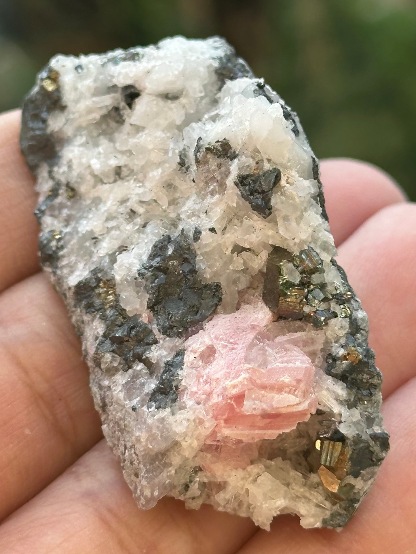 Rhodochrosite with Pyrite and Quartz from the Wutong Mine, Guangxi, China