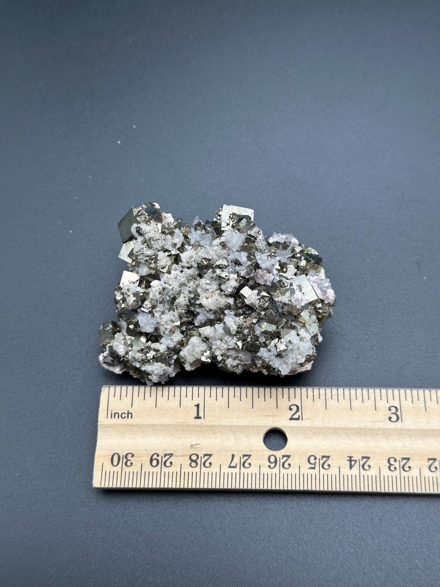 Cubic Pyrite, Calcite, and Quartz Specimen from Peru