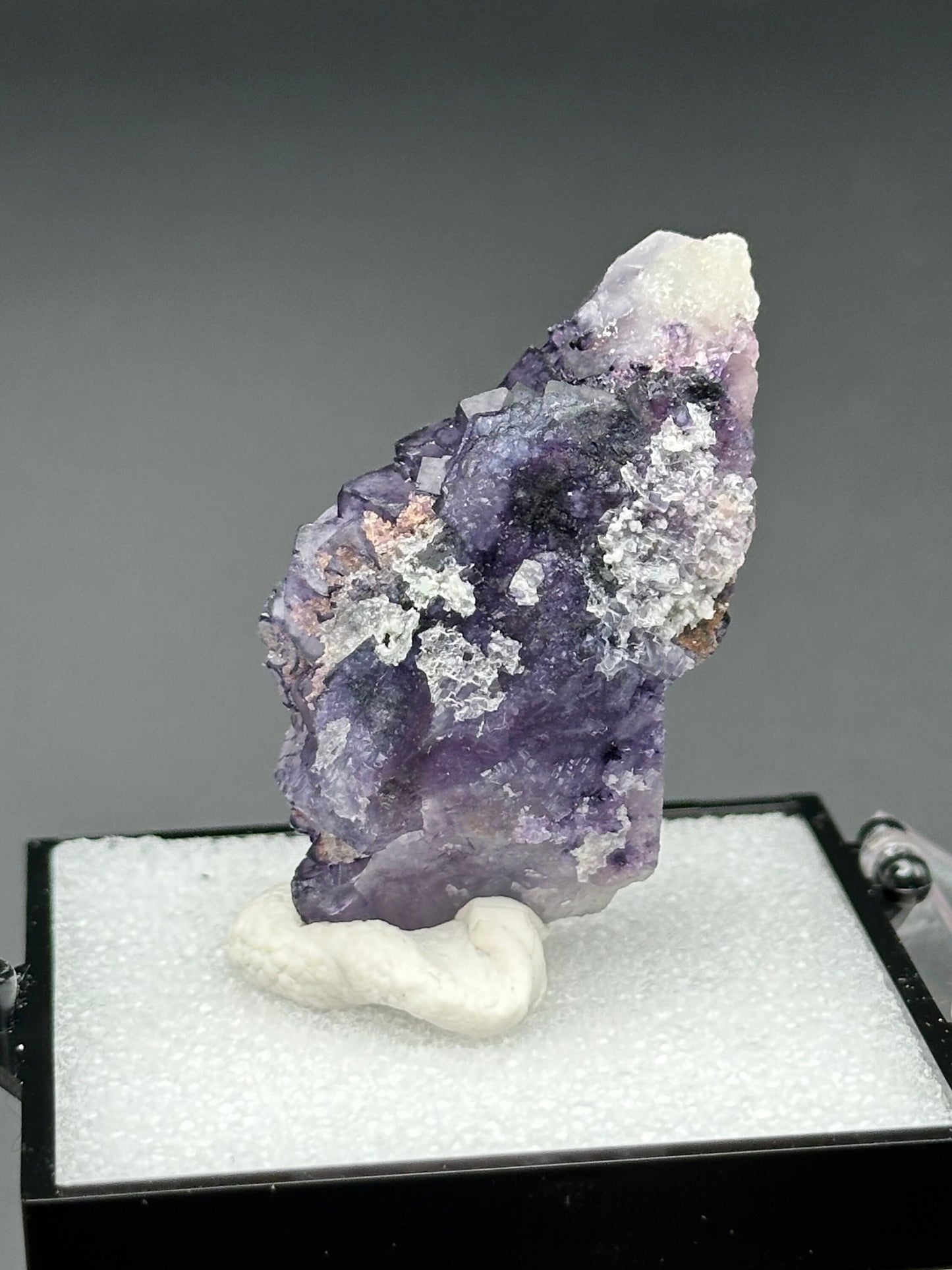 QR Code Fluorite in a perky box from Quinlong Mine, Guizhou, China