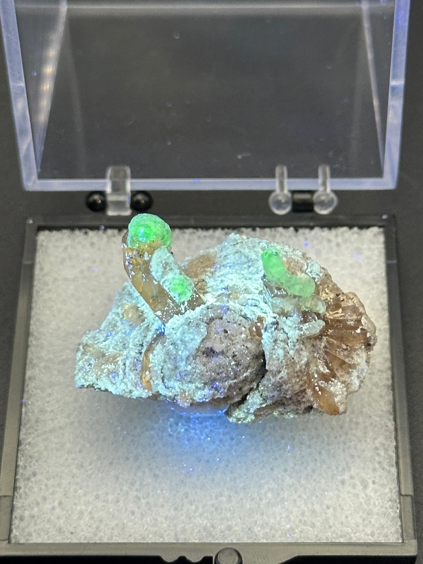 Hyalite Opal on Topaz from Mexico