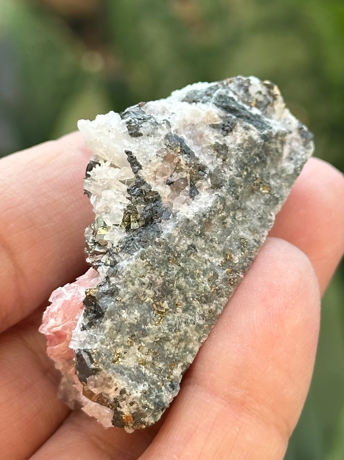 Rhodochrosite with Pyrite and Quartz from the Wutong Mine, Guangxi, China