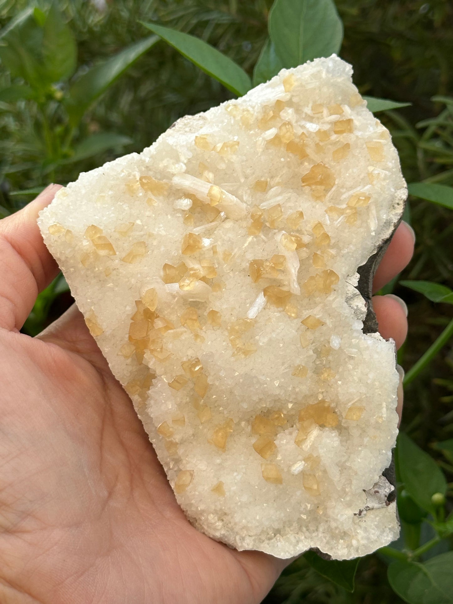 Calcite and Stilbite on MM, micro-mineralized, Quartz from Nasik, India