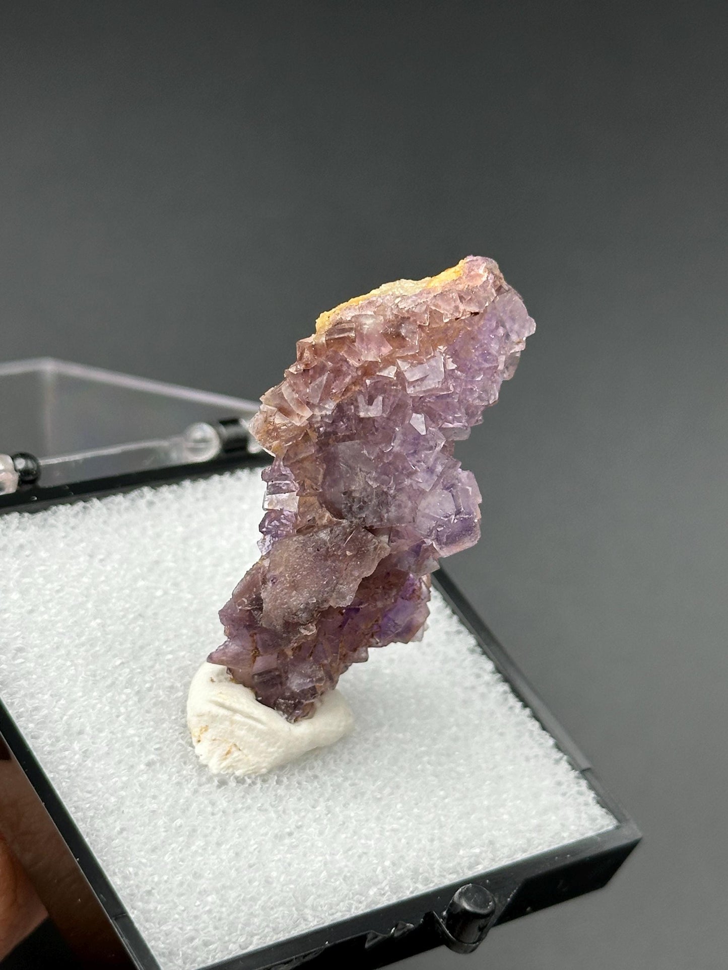 QR Code Fluorite in a perky box from the Quinlong Mine
