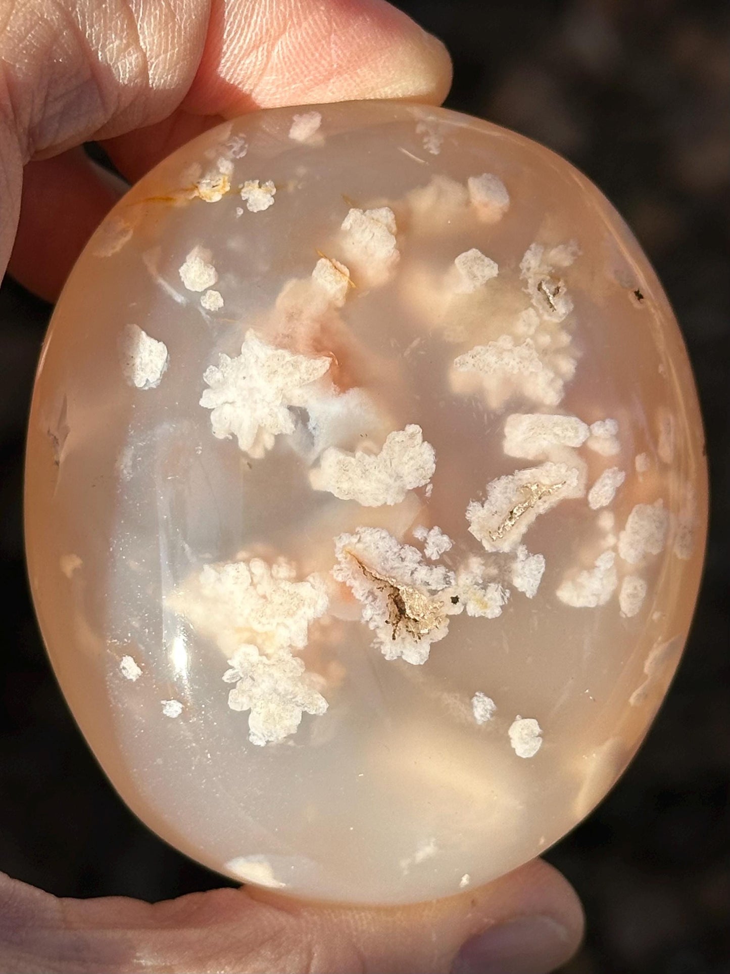 Flower Agate Palm Stone