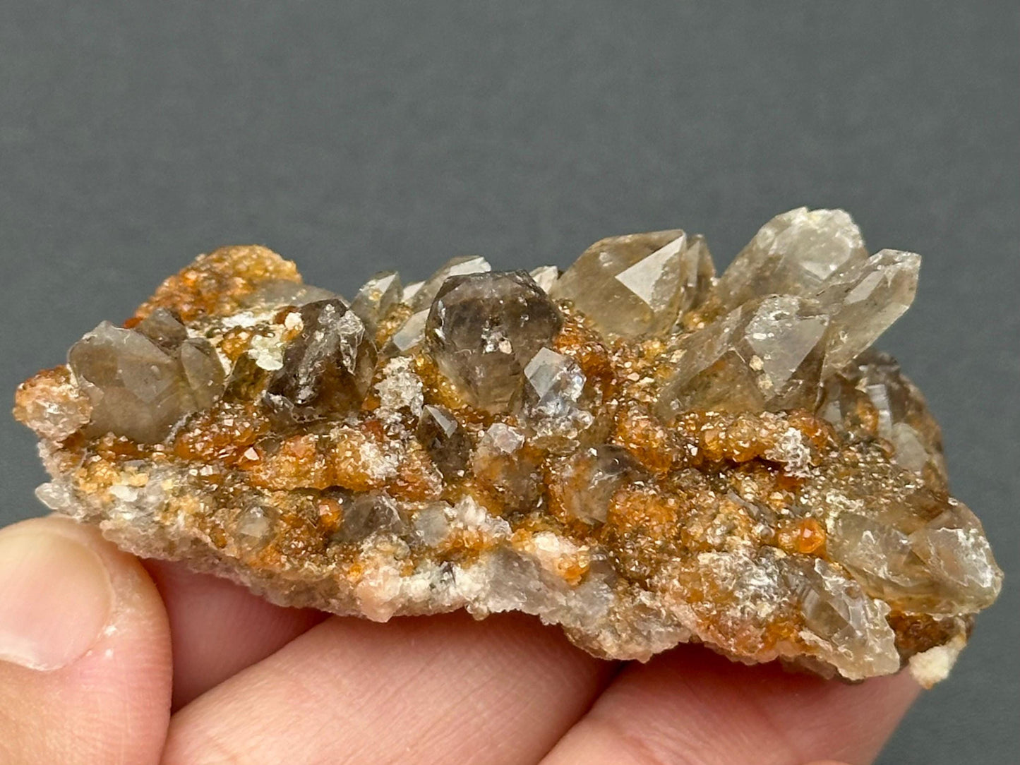Smoky Quartz and Garnet Specimen from Tongbei