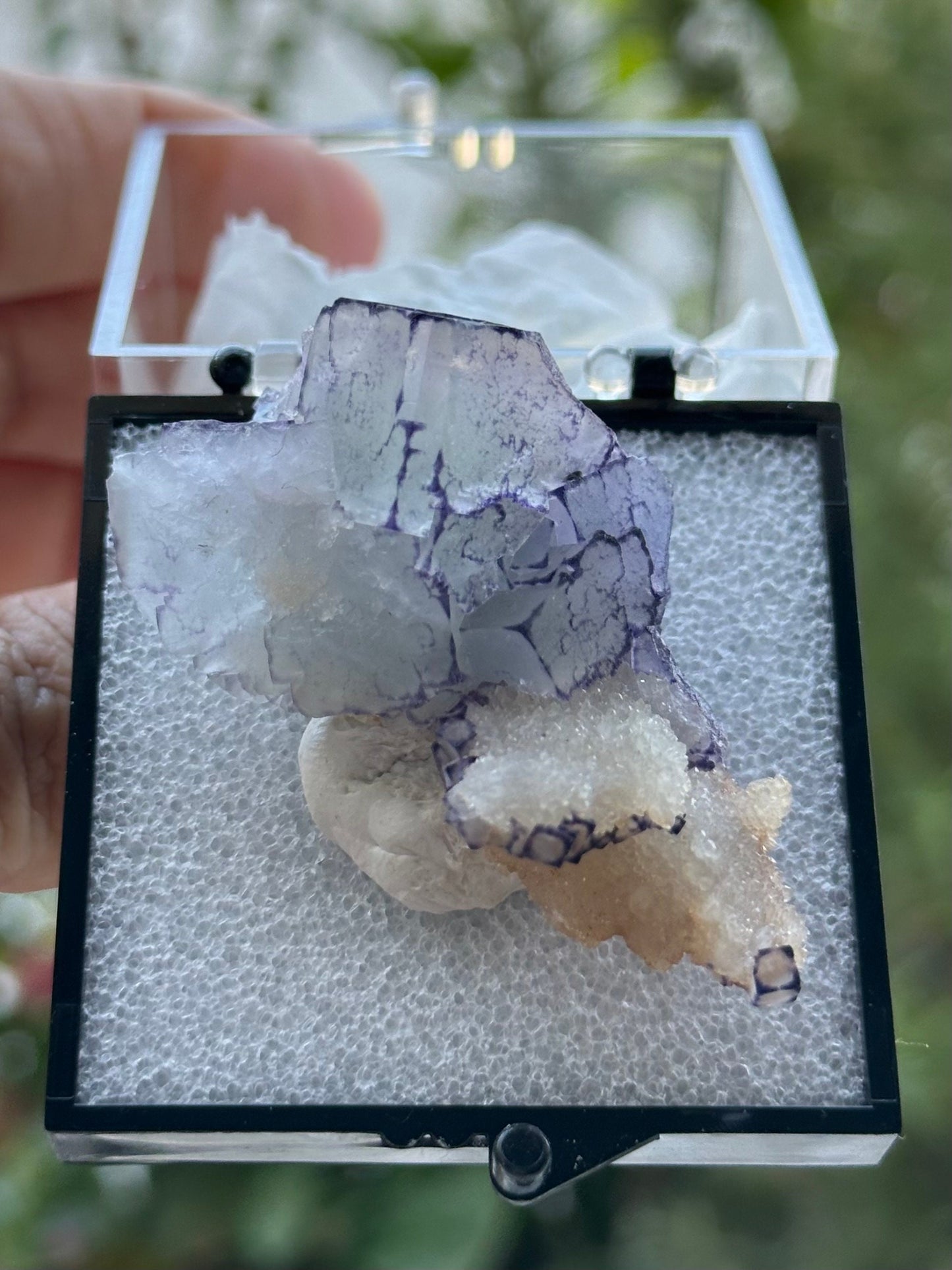 QR Code Fluorite with Quartz from the Quinlong Mine