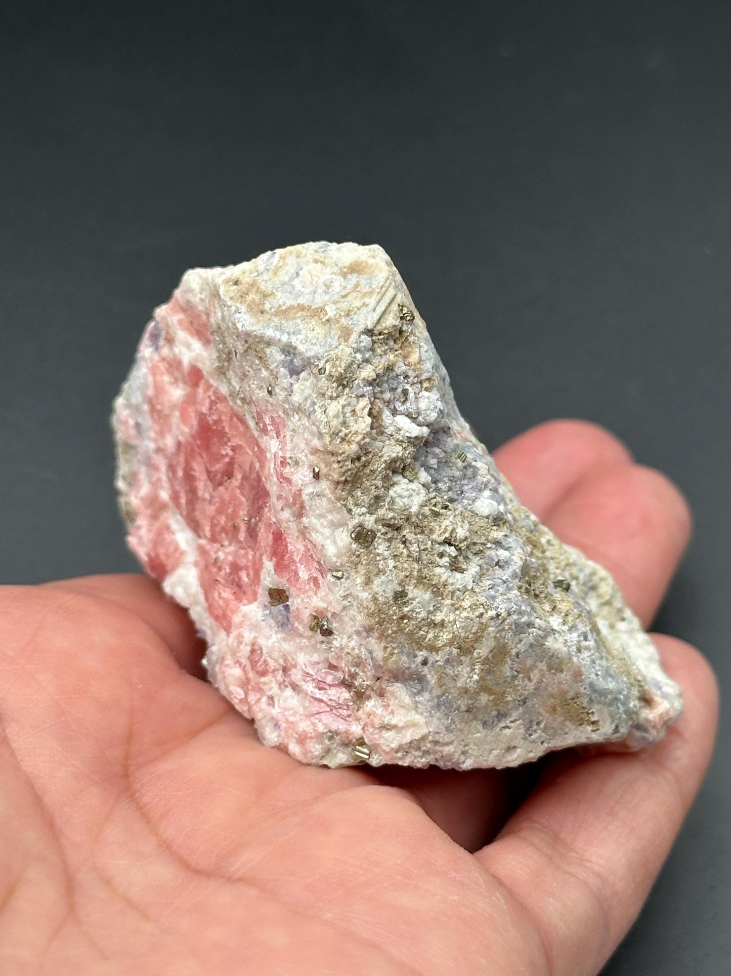 Rhodochrosite with Pyrite on Matrix