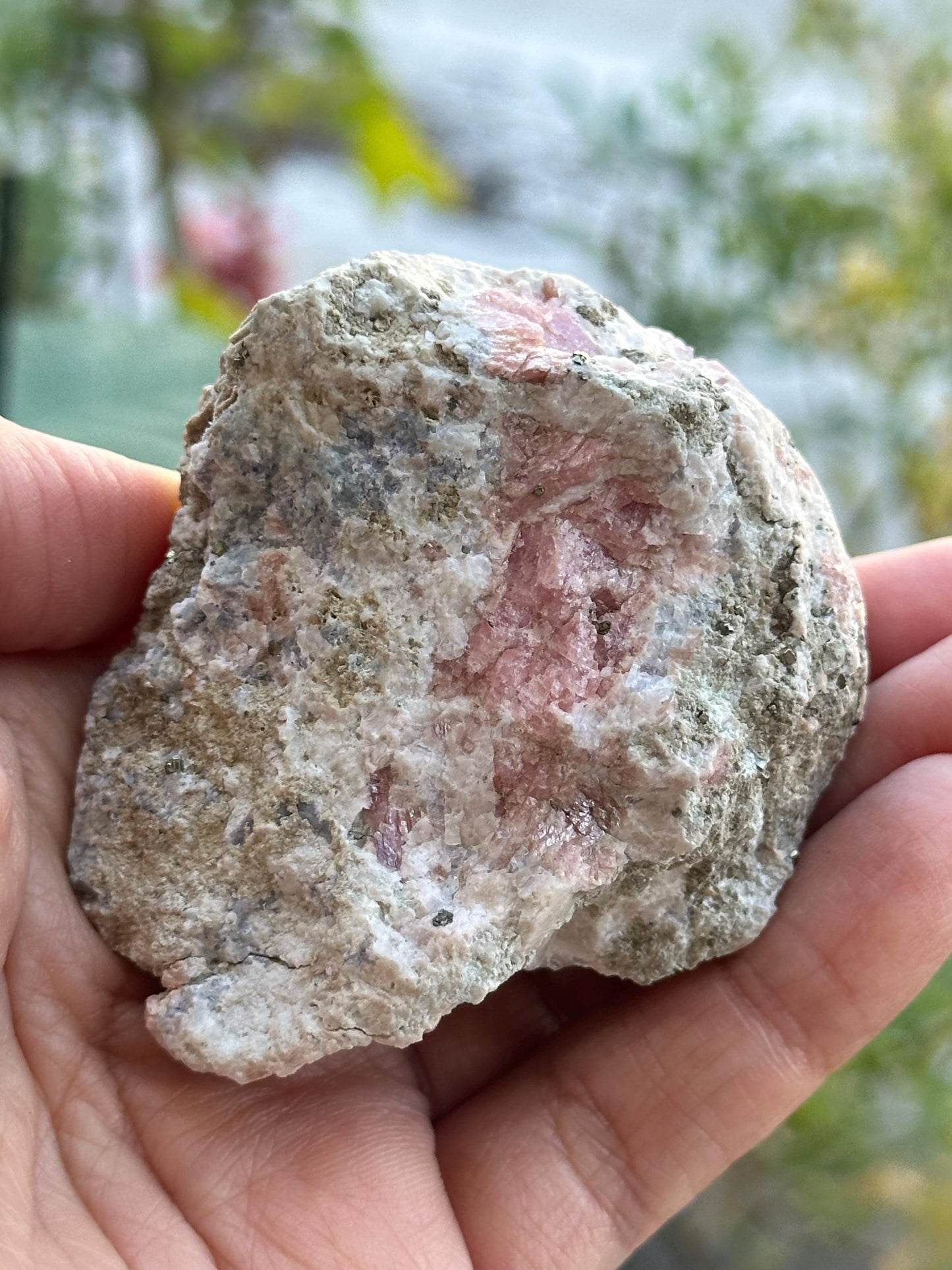 Rhodochrosite with Pyrite on Matrix