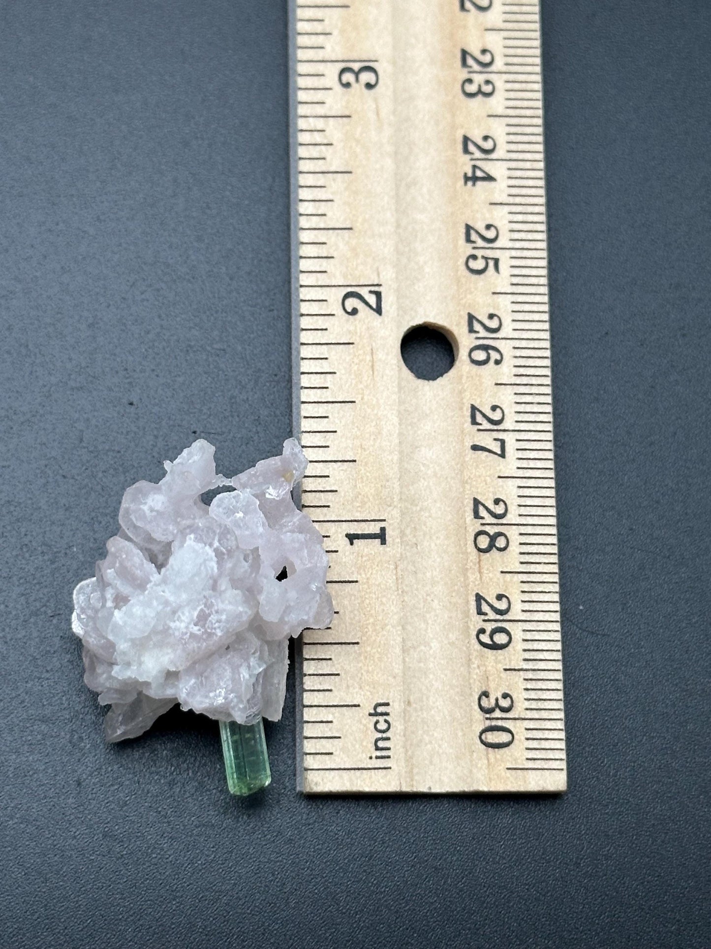 Green Tourmaline on Quartz with Lepidolite