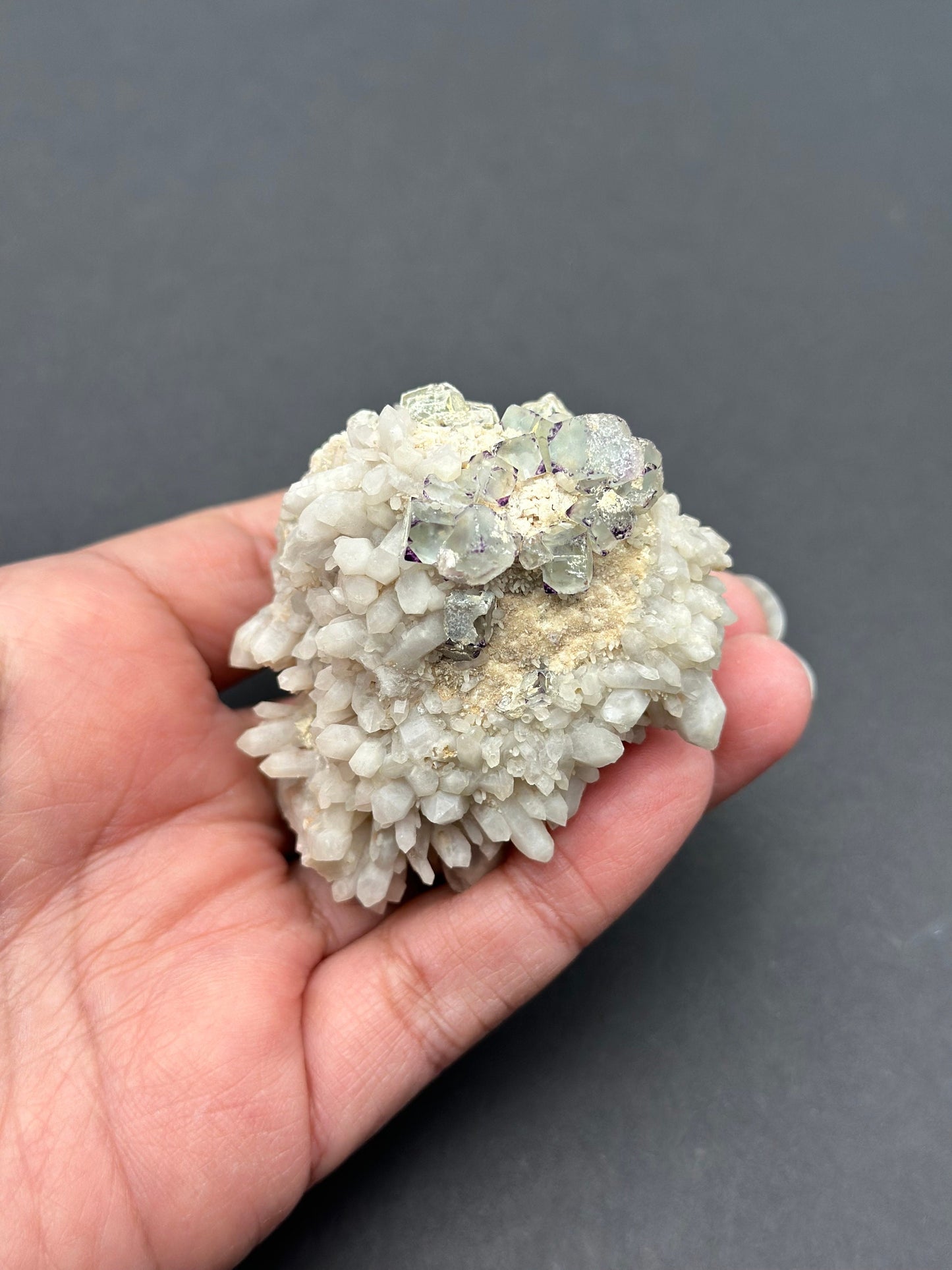Fluorite with Quartz on Feldspar Matrix