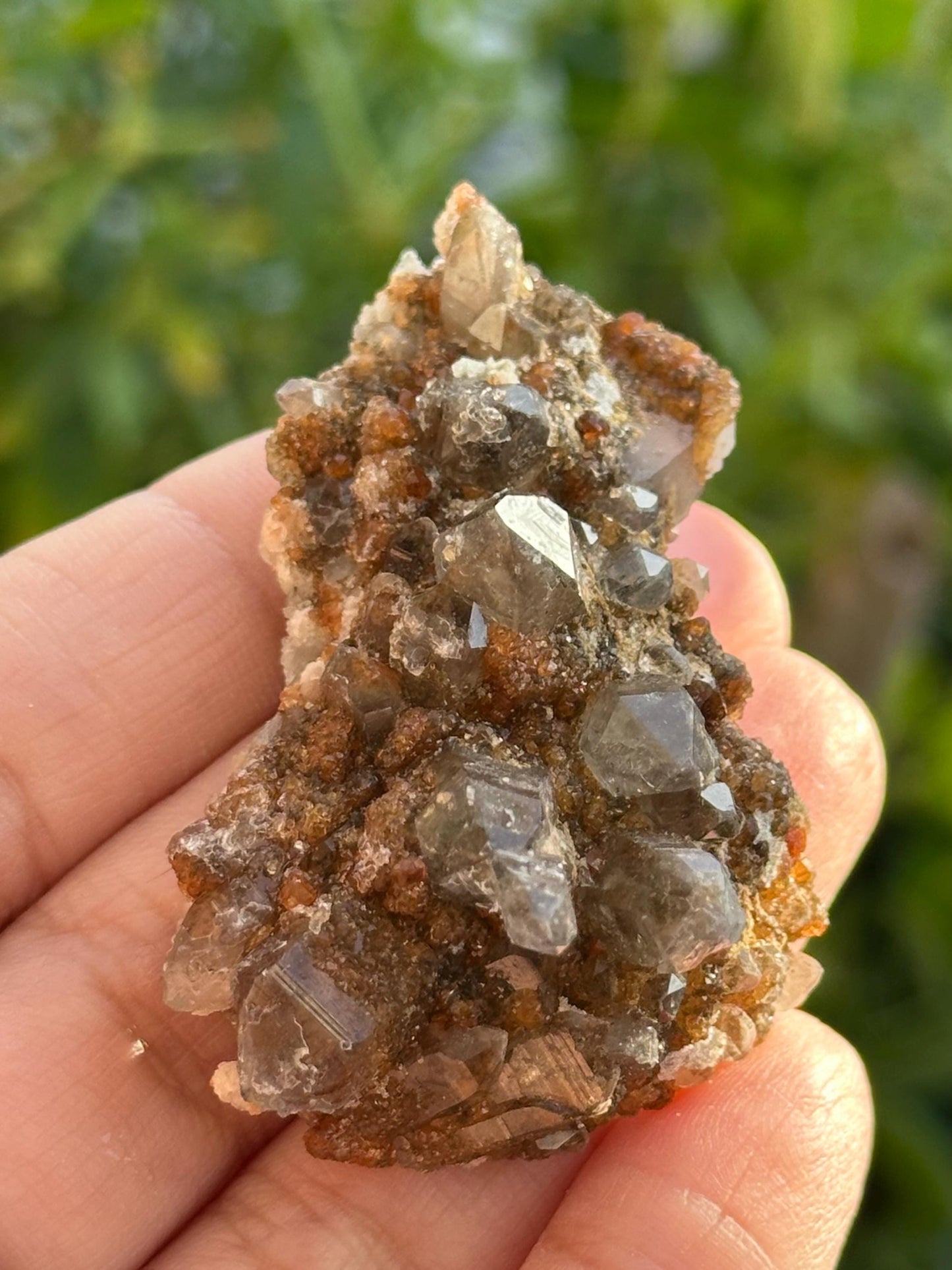 Smoky Quartz and Garnet Specimen from Tongbei