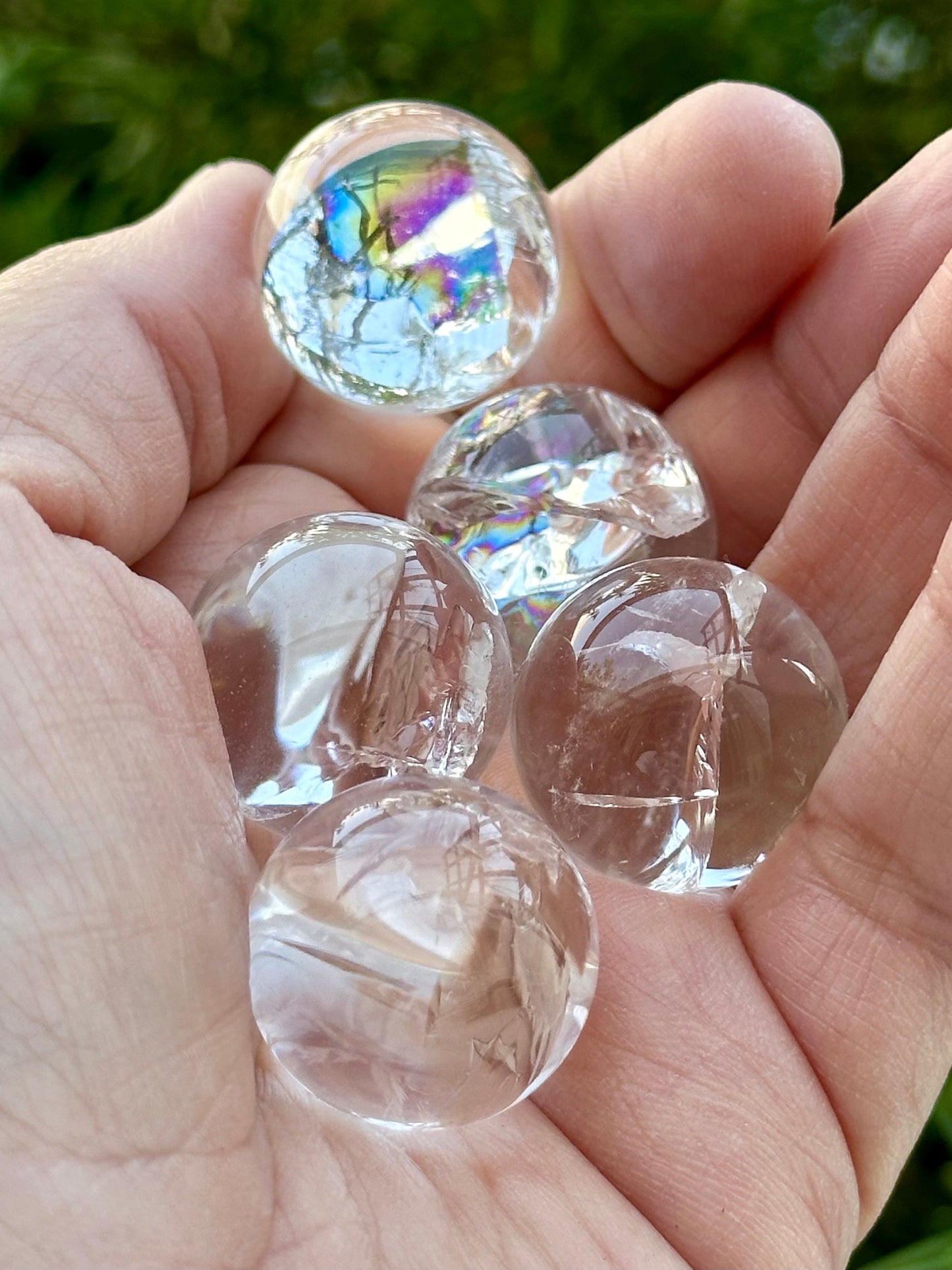One (1) Clear Quartz Mini Sphere with Rainbows