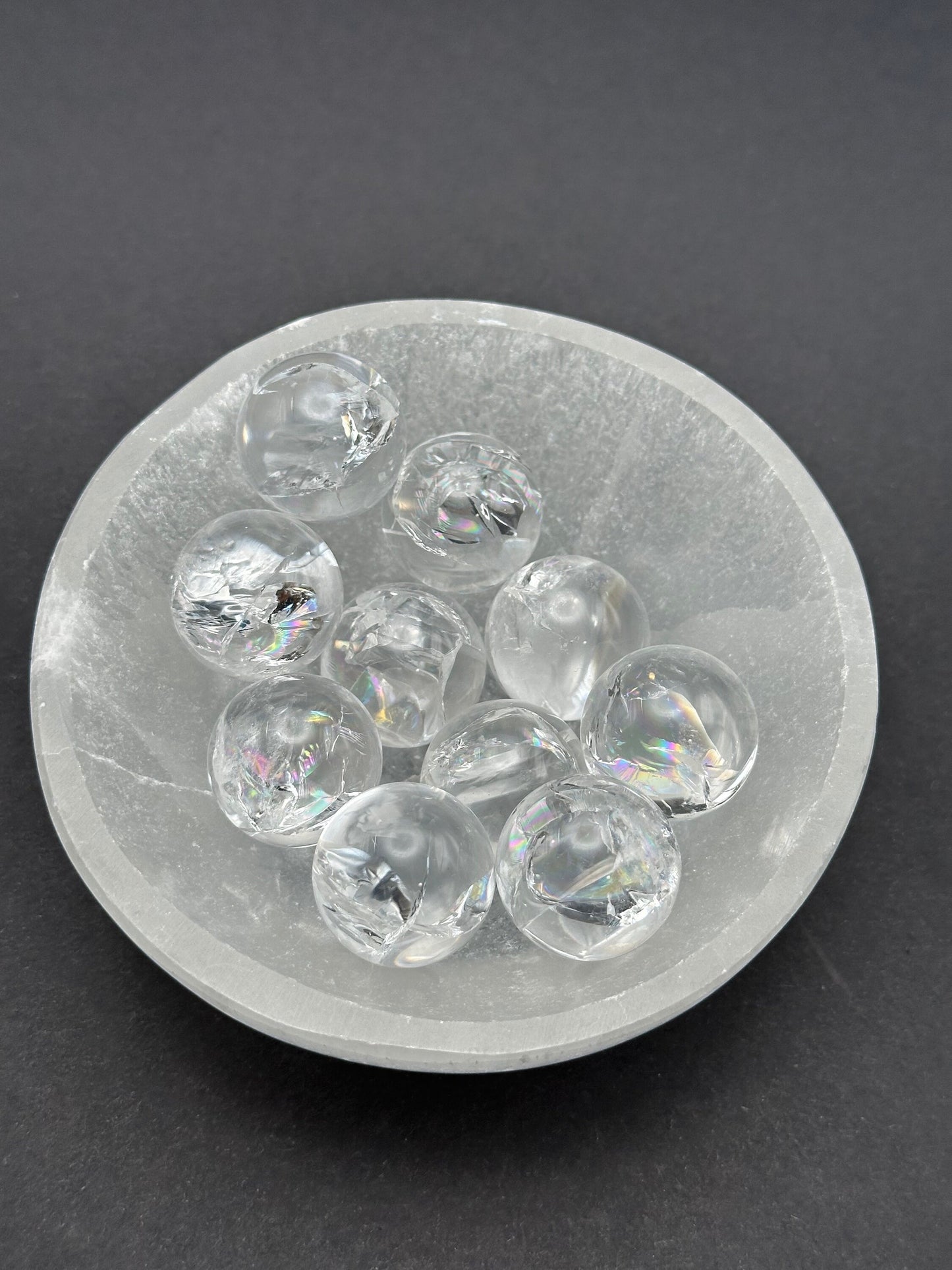 One (1) Clear Quartz Mini Sphere with Rainbows