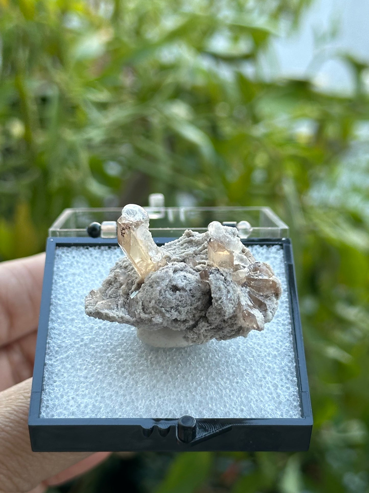 Hyalite Opal on Topaz from Mexico