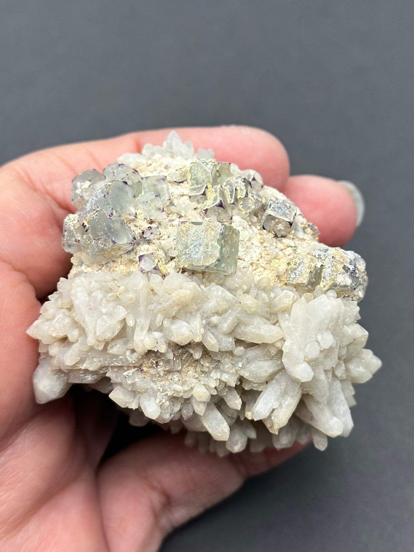 Fluorite with Quartz on Feldspar Matrix