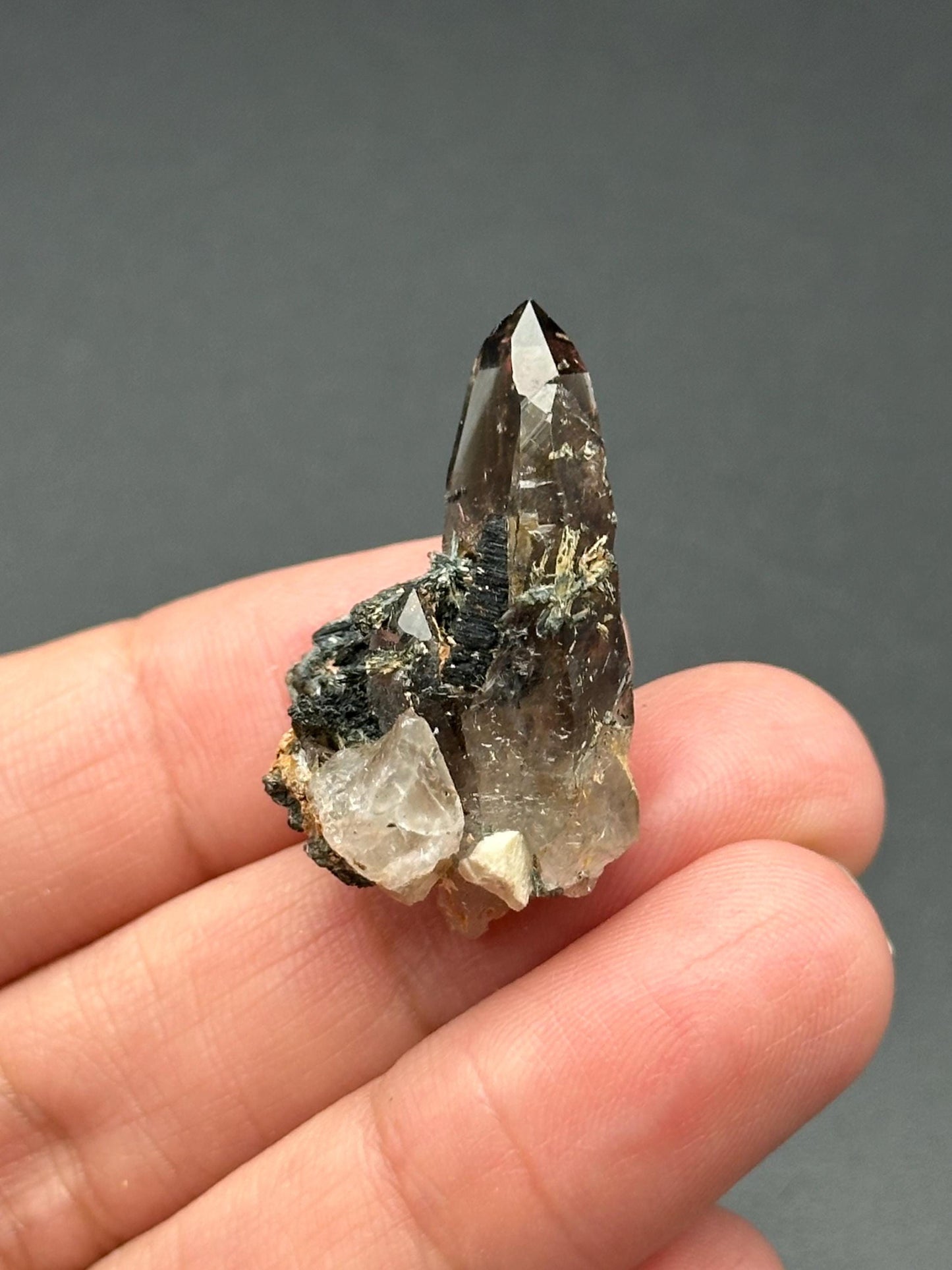 Smoky Quartz with Aegirine from Malawi