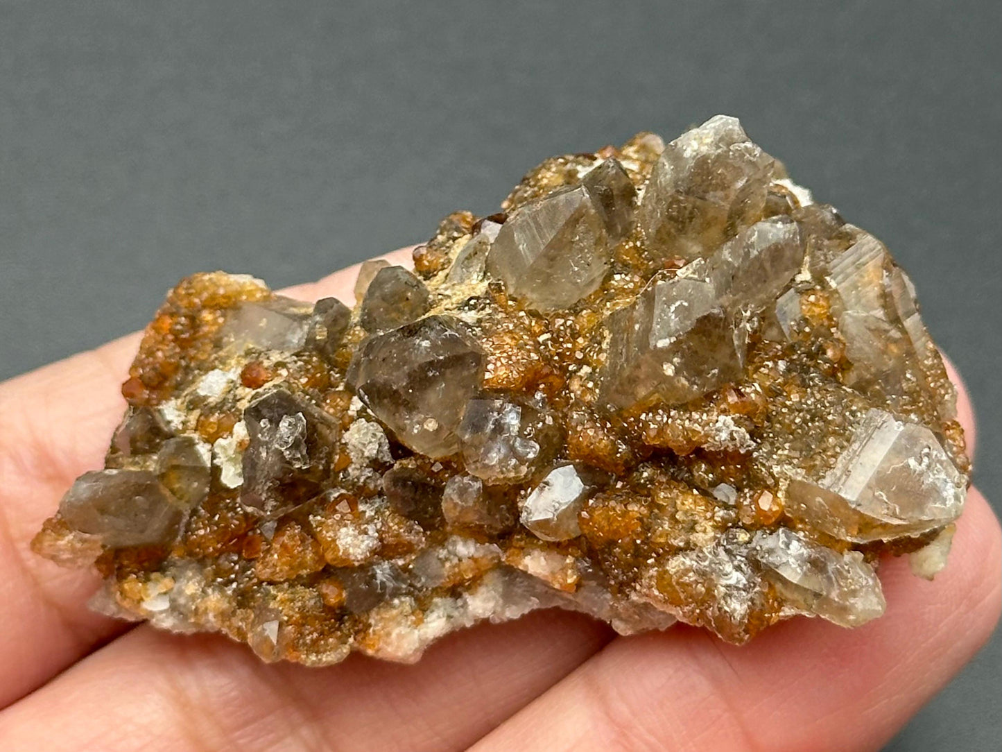 Smoky Quartz and Garnet Specimen from Tongbei