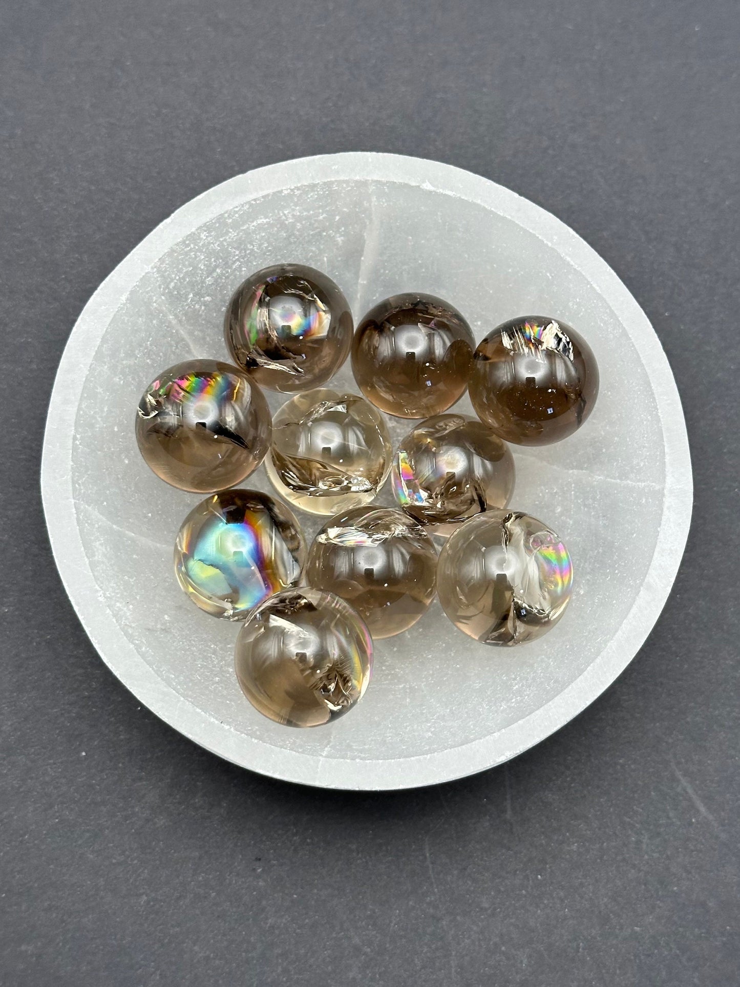 One (1) Smoky Quartz Mini Sphere with Rainbows