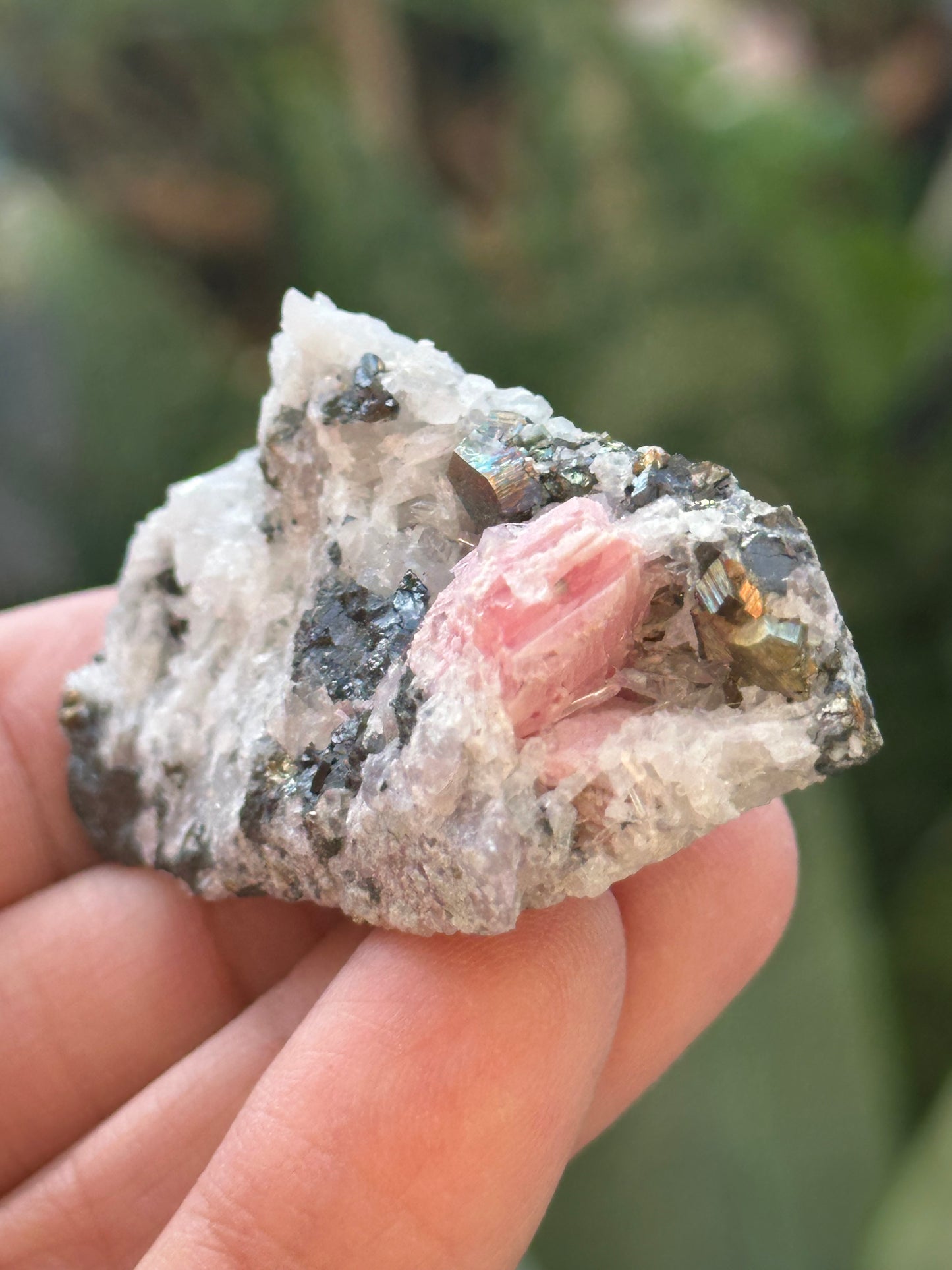 Rhodochrosite with Pyrite and Quartz from the Wutong Mine, Guangxi, China