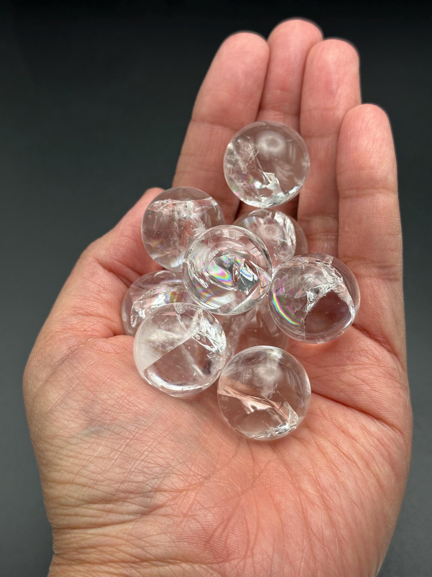 One (1) Clear Quartz Mini Sphere with Rainbows