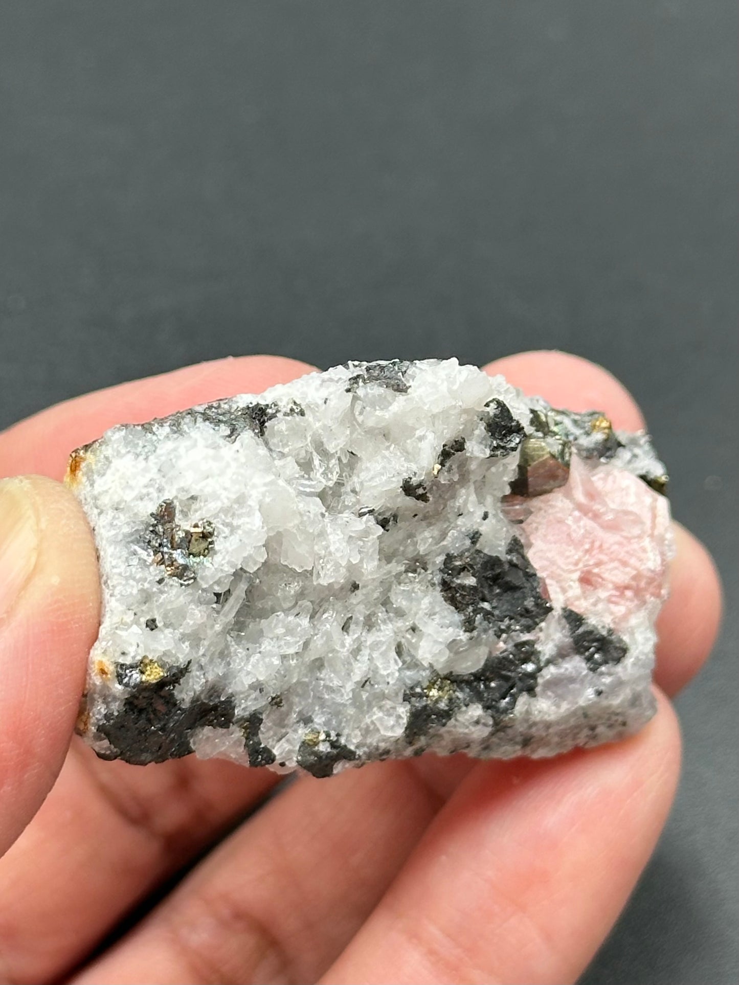 Rhodochrosite with Pyrite and Quartz from the Wutong Mine, Guangxi, China